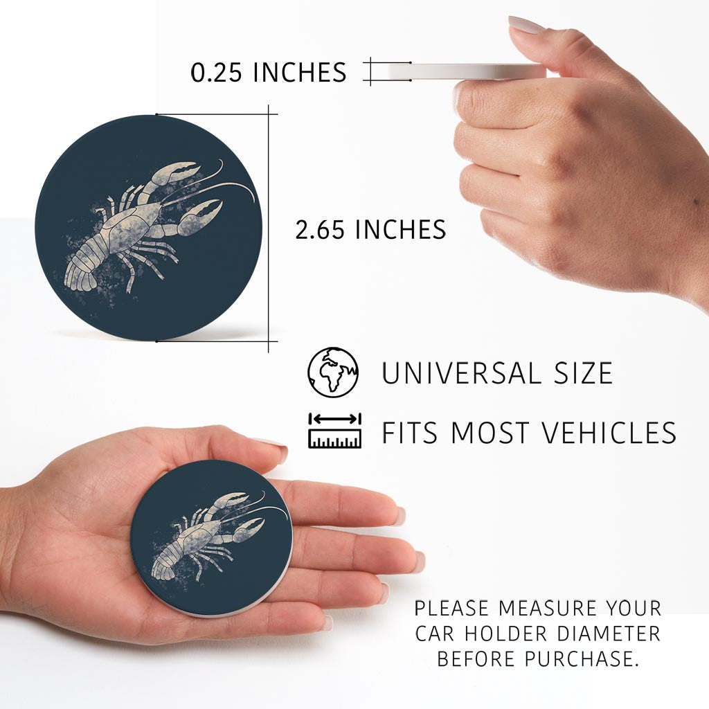 Louisiana Colorful Water Color Crawfish | Absorbent Car Coasters | Set of 2 | Min 4
