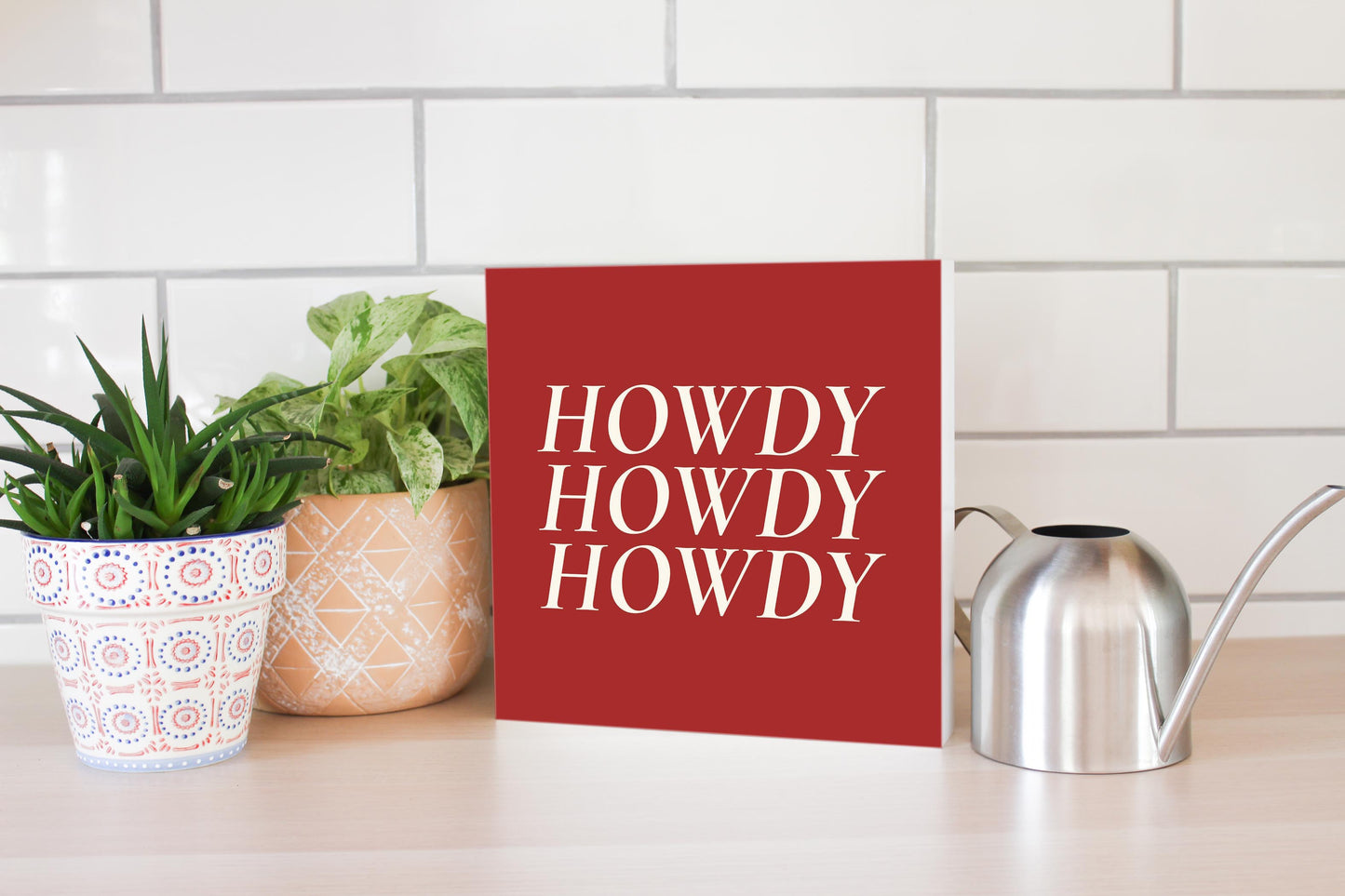 Modern Minimalist Texas Colors Howdy | Wood Block | Eaches | Min 2