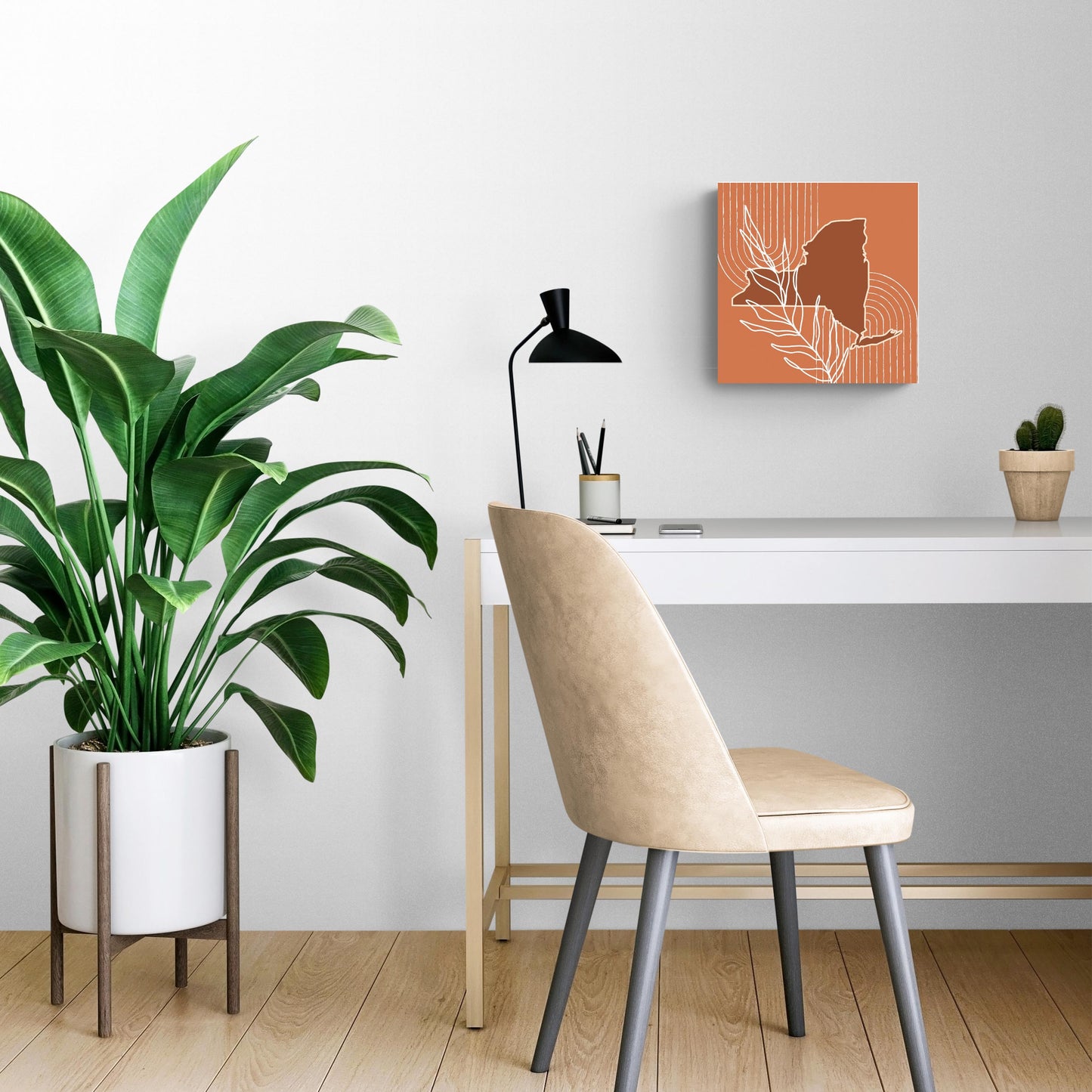 Modern Minimalist New York Shape And Leaf | Wood Sign | Eaches | Min 2