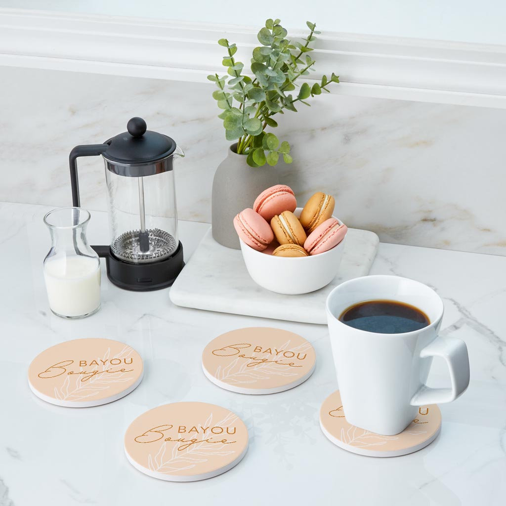 Modern Minimalist Louisiana Bayou Bougie | Absorbent Coasters | Set of 4 | Min 2