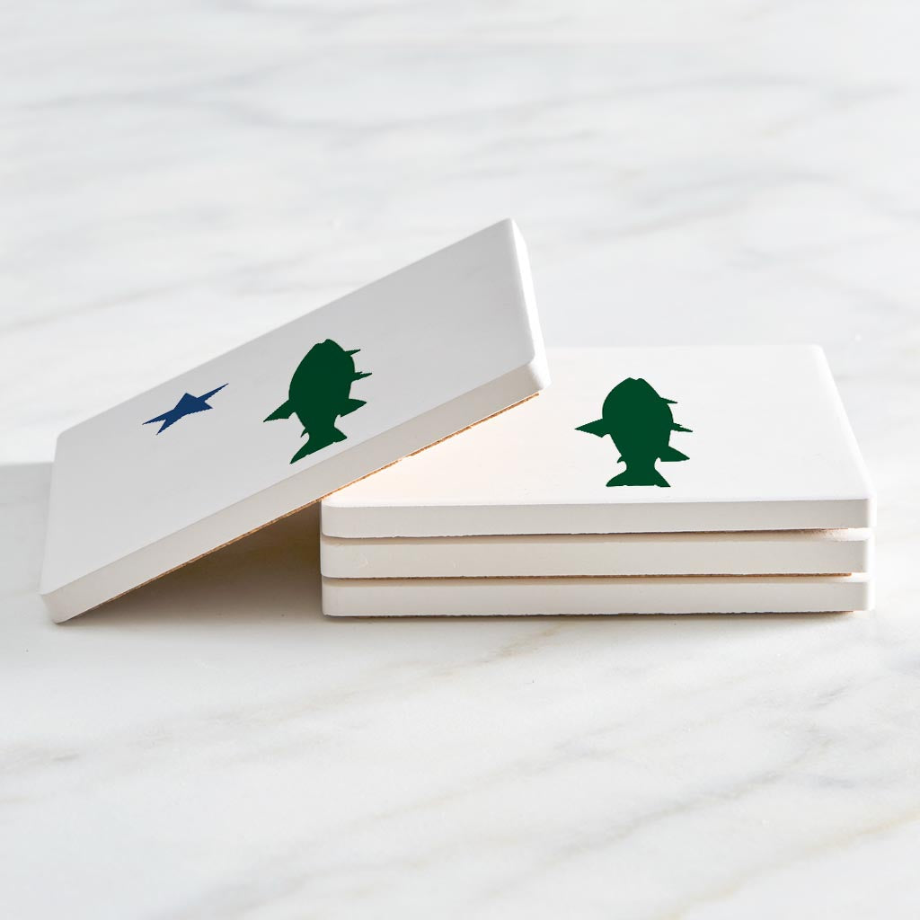 New England Star And Trout | Absorbent Coasters | Set of 4 | Min 2