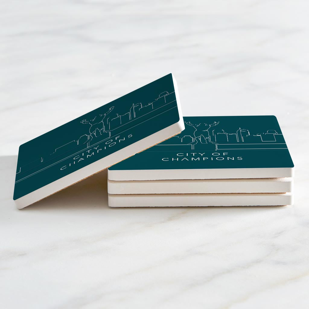 Modern Minimalist Pennsylvania Rocky Statue | Absorbent Coasters | Set of 4 | Min 2