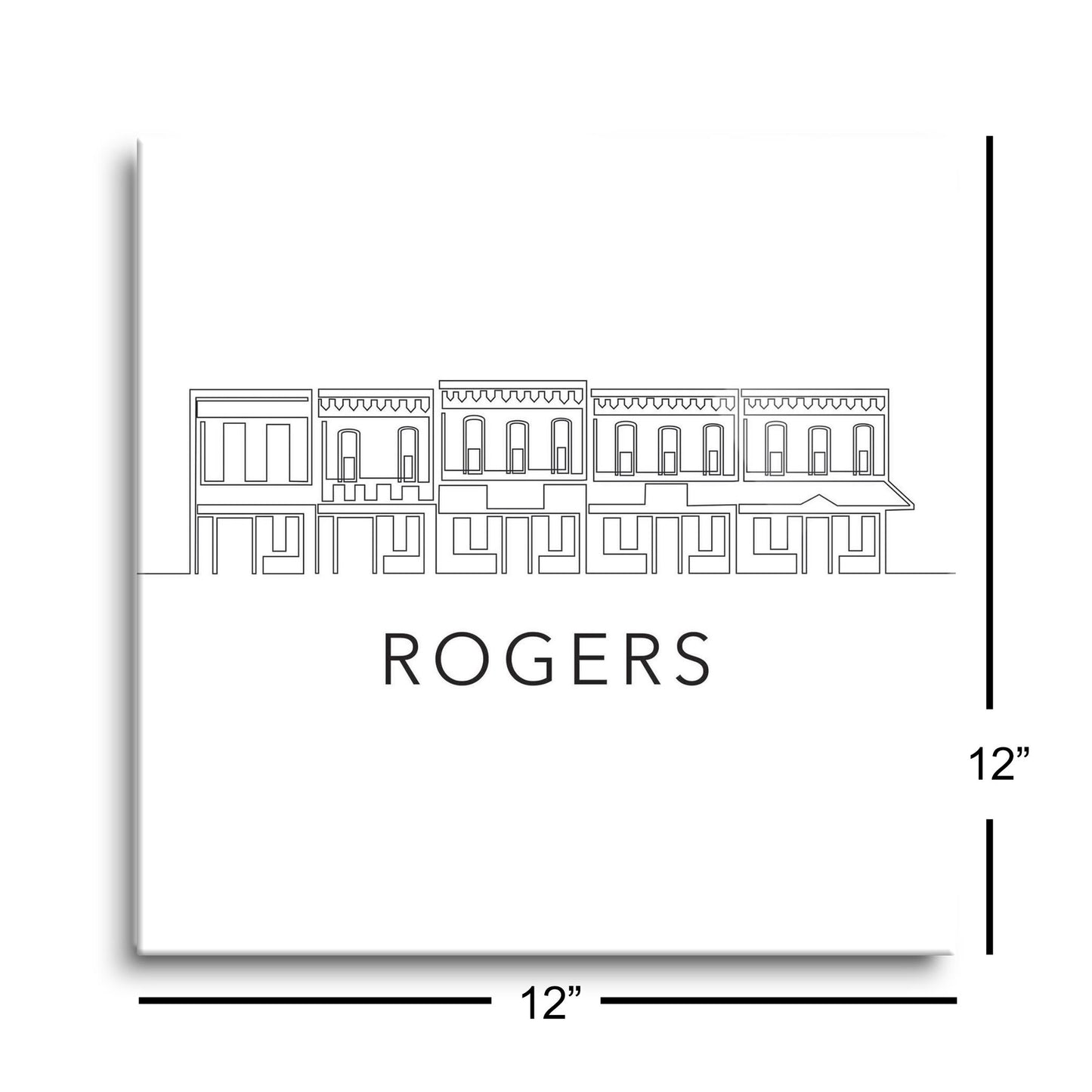 Minimalist B&W Arkansas Rogers Skyline | Hi-Def Glass Art | Eaches | Min 1