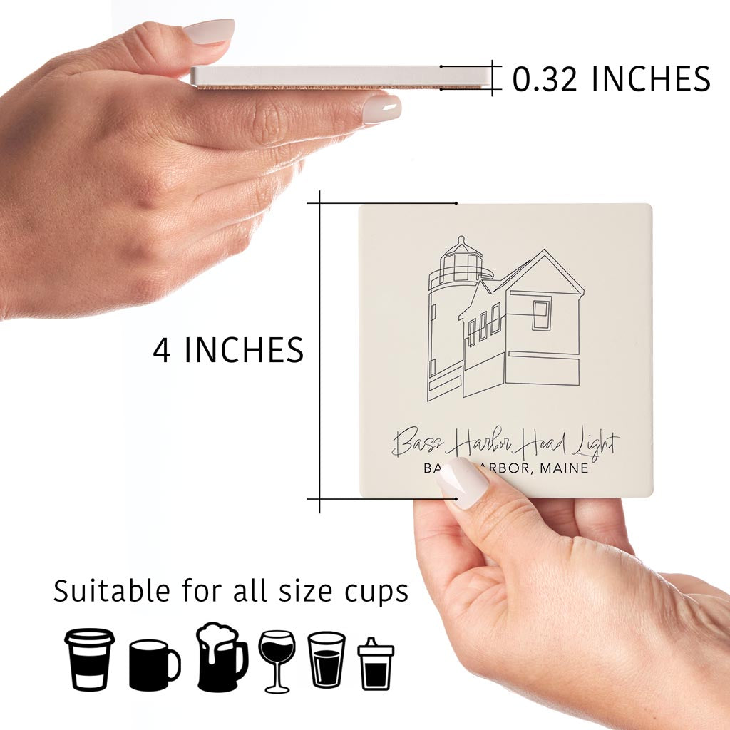 Bass Harbor Head Light| Absorbent Coasters | Set of 4 | Min 2