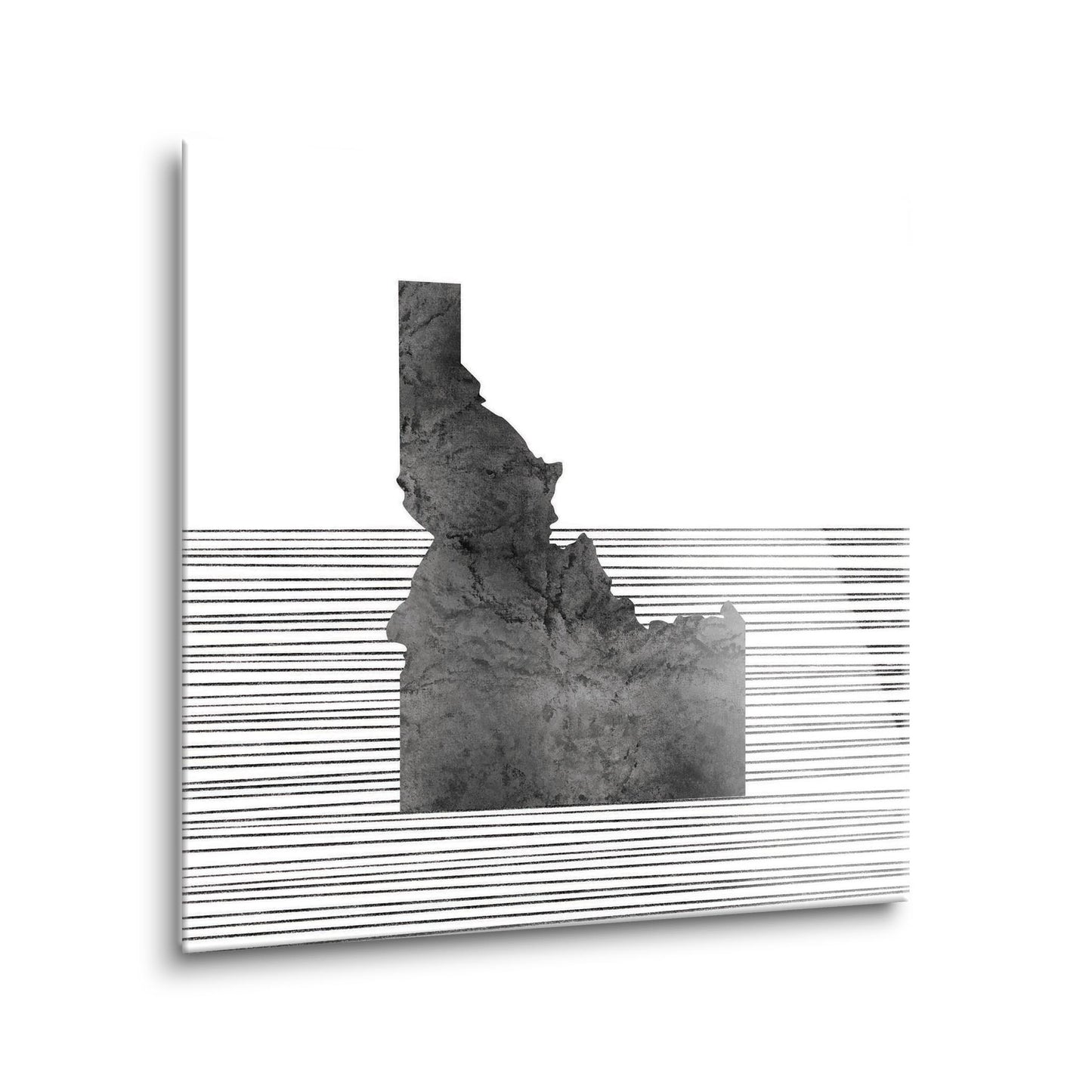 Minimalist B&W Idaho State With Straight Lines | Hi-Def Glass Art | Eaches | Min 1