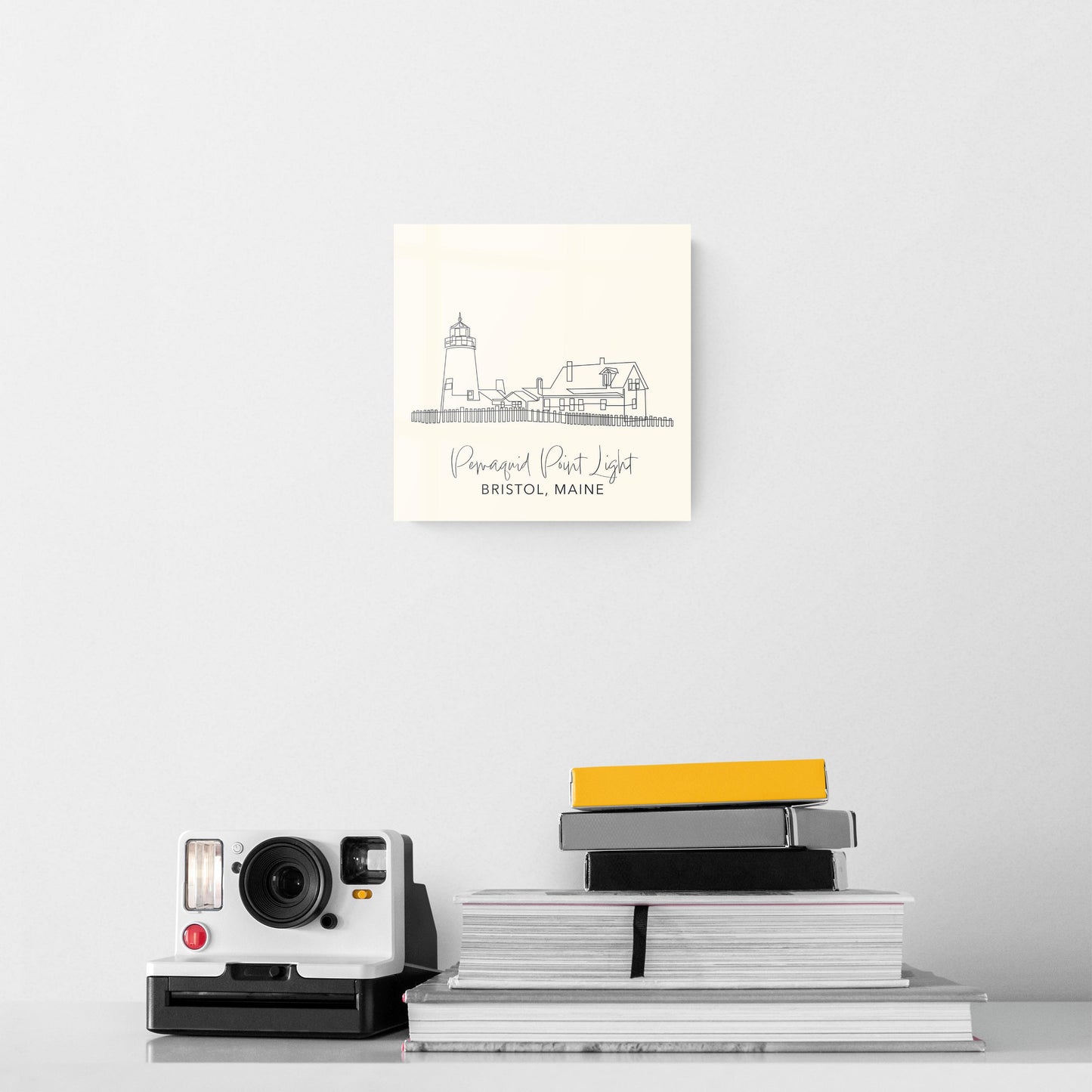 Cream Pemaquid Point Light | Hi-Def Glass Art | Eaches | Min 2