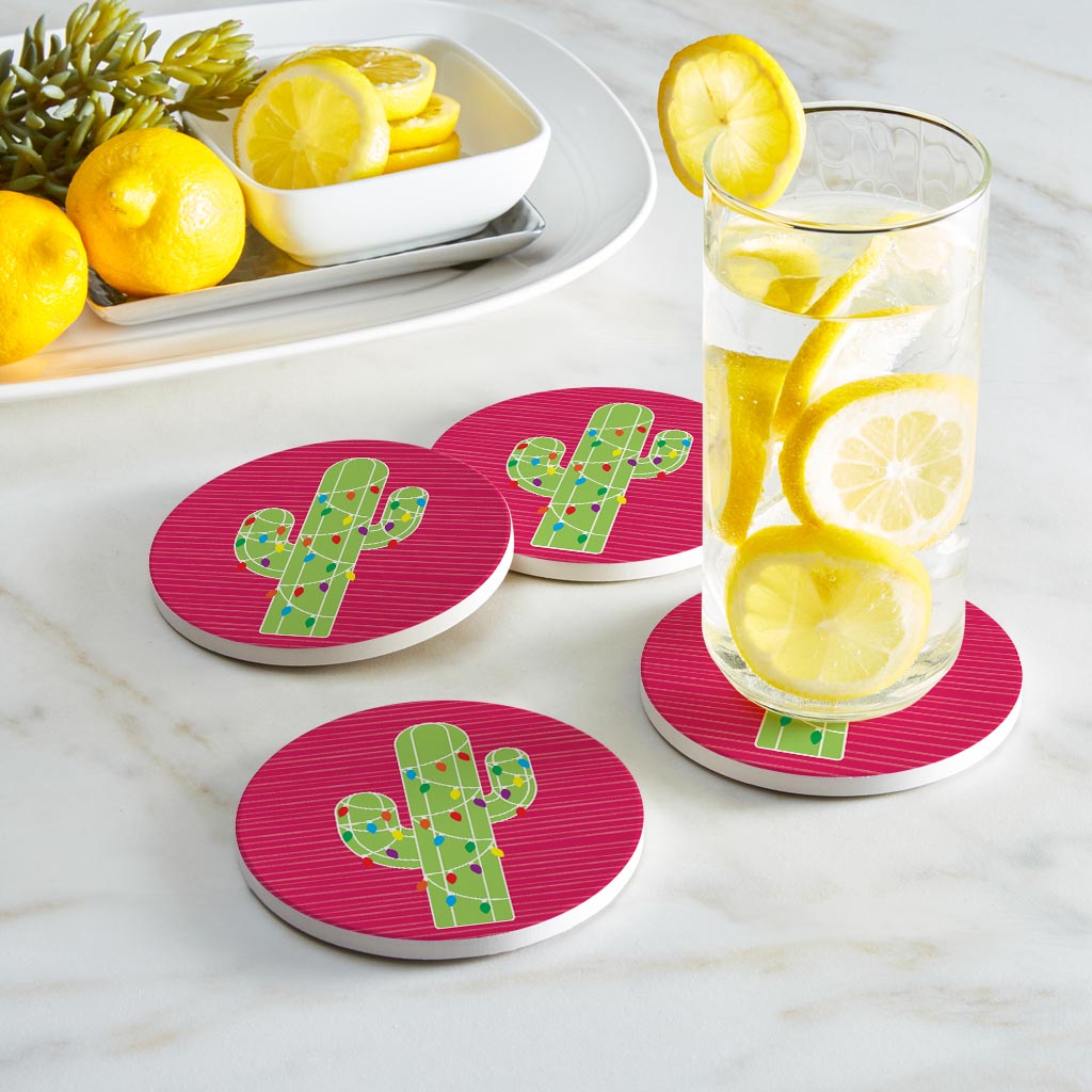 Bright Christmas Cactus| Absorbent Coasters | Set of 4 | Min 2