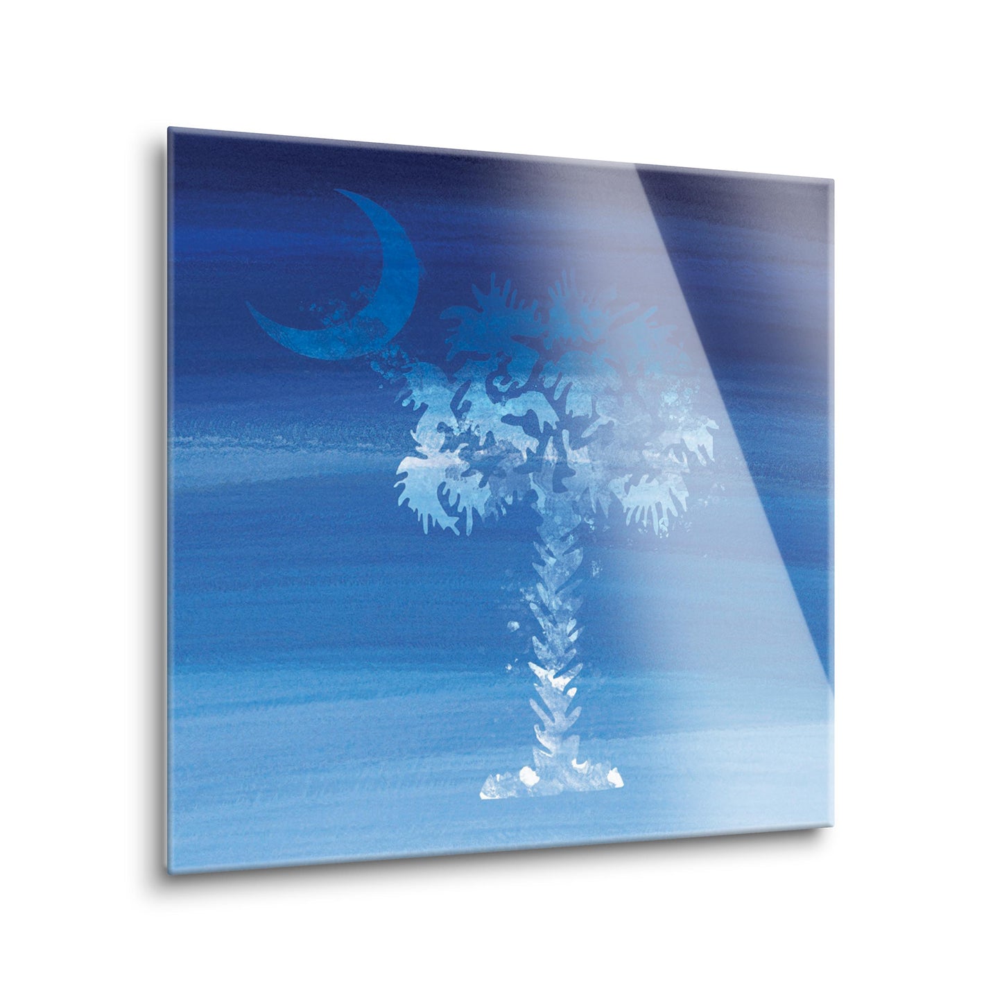 South Carolina Blue Water Color Palm Trees | Hi-Def Glass Art | Eaches | Min 2