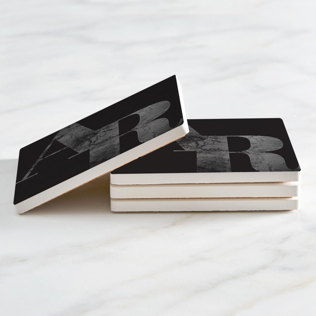 B&W Minimalist Arkansas Black Initials | Absorbent Coasters | Set of 4 | Min 2