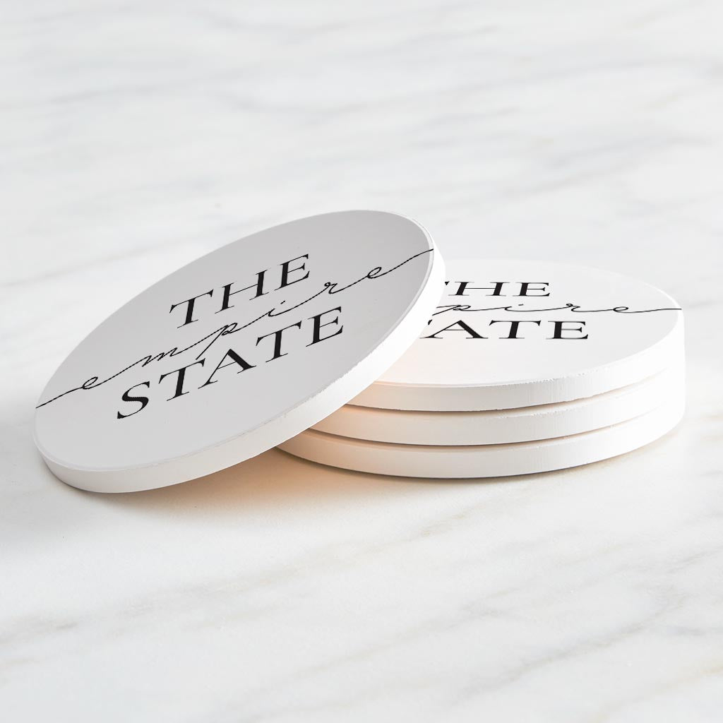 Minimalistic B&W New York Quip The Empire State | Absorbent Coasters | Set of 4 | Min 2