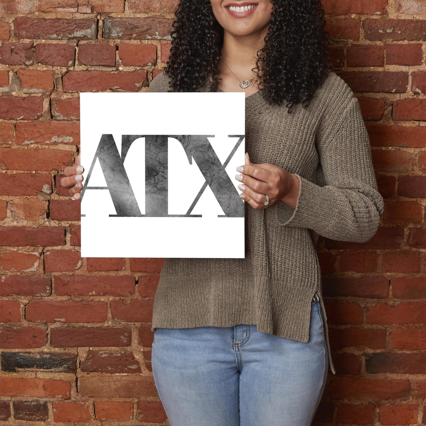 Minimalistic B&W Texas Austin White Initials | Hi-Def Glass Art | Eaches | Min 1