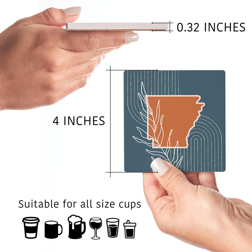 Modern Minimalist Arkansas State Shape Sayings | Absorbent Coasters | Set of 4 | Min 2