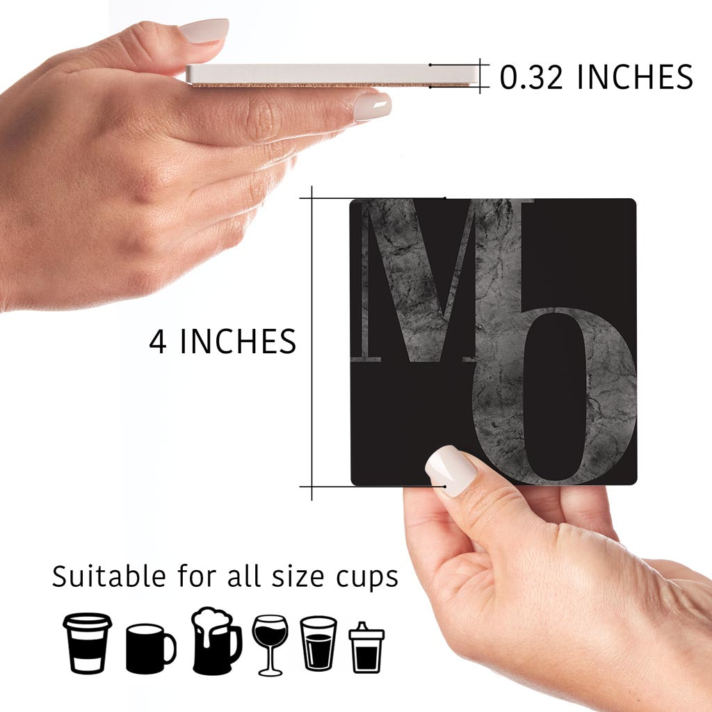 Minimalist B&W Missouri Black Initials | Absorbent Coasters | Set of 4 | Min 2
