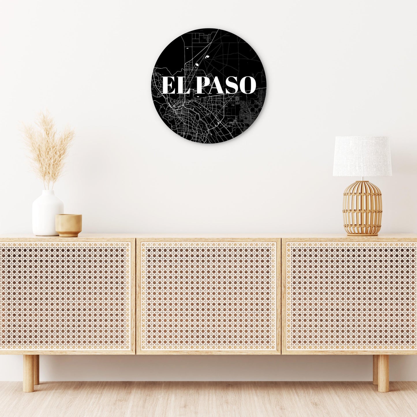 Minimalistic B&W Texas El Paso Map | Wood Sign | Eaches | Min 1