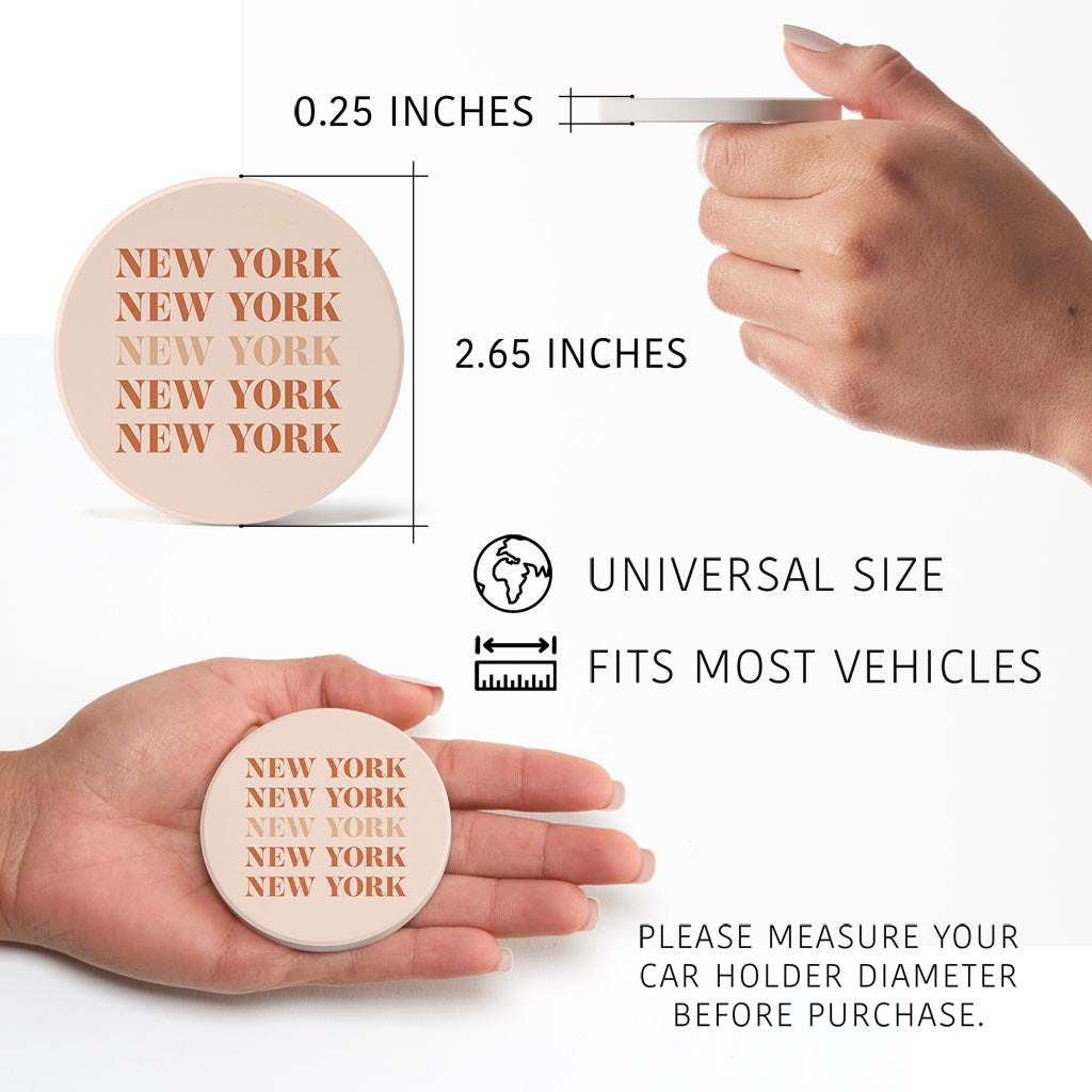 Modern Minimalist New York Repeated Light | Absorbent Car Coasters | Set of 2 | Min 4