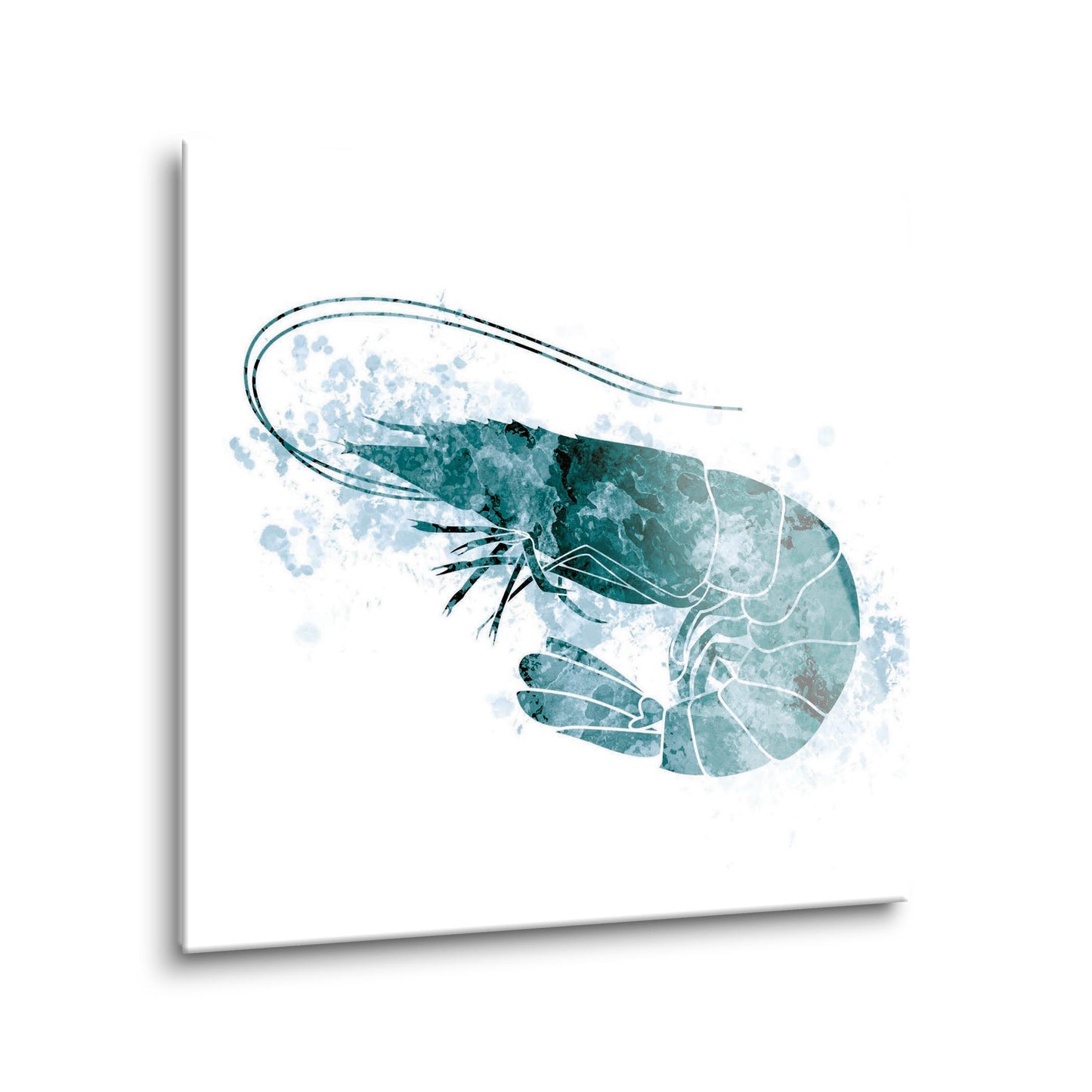 Blue White Water Color Shrimp | Hi-Def Glass Art | Eaches | Min 1