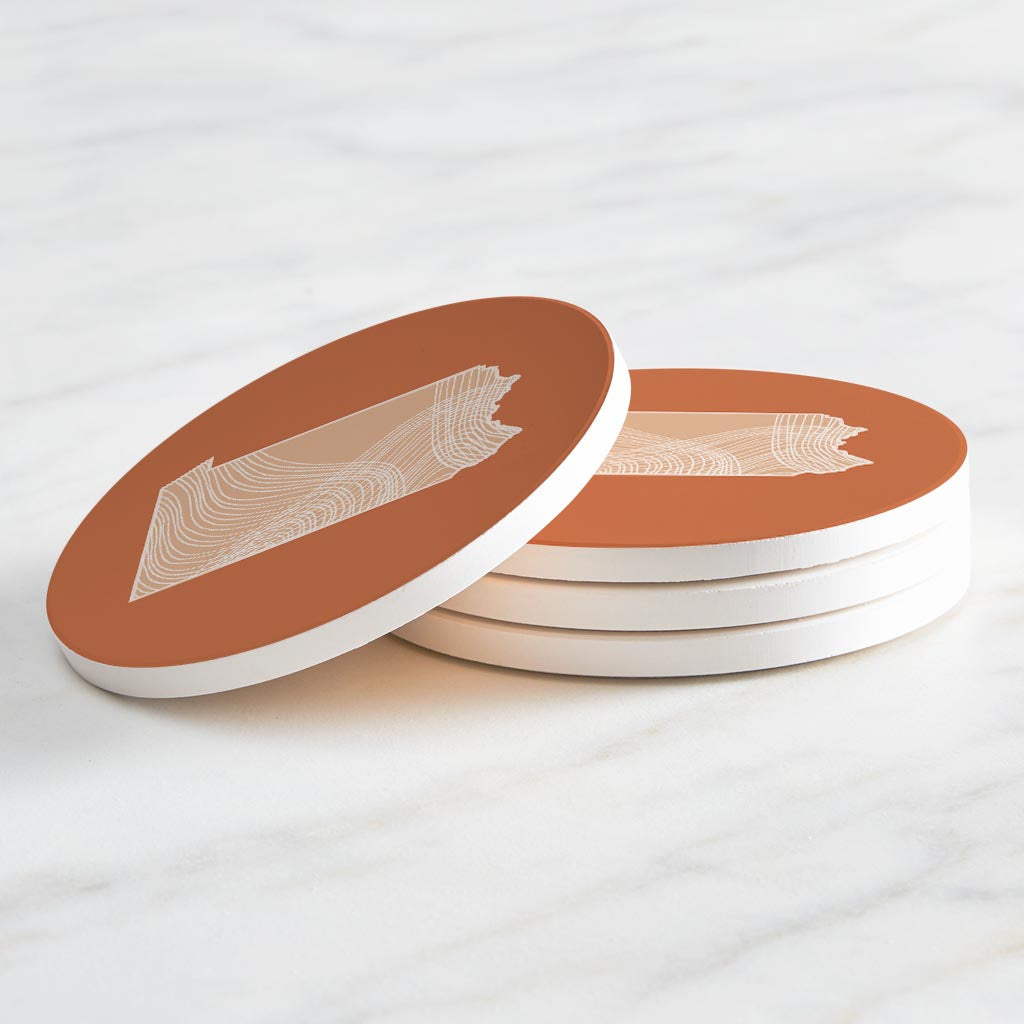 Modern Minimalist Pennsylvania State Lines Light | Absorbent Coasters | Set of 4 | Min 2