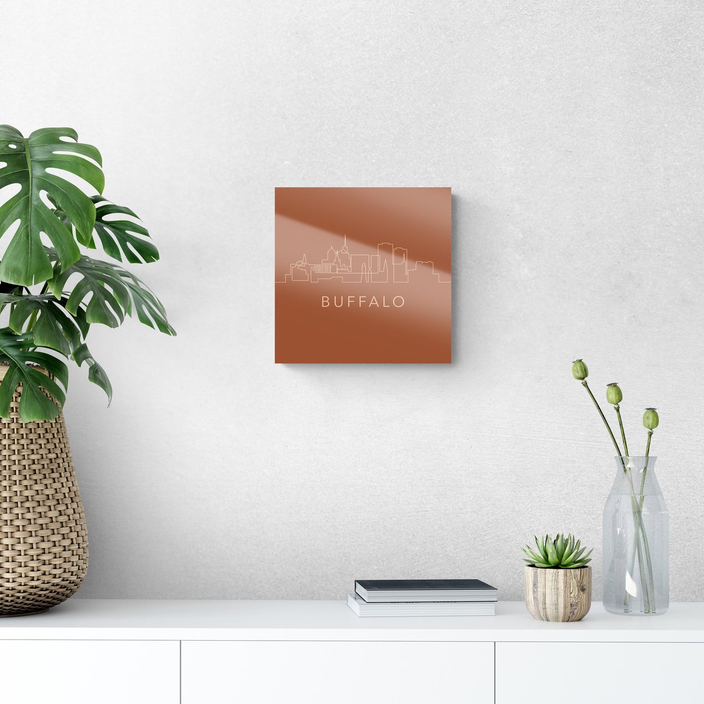 Modern Minimalist New York Buffalo Skyline | Hi-Def Glass Art | Eaches | Min 1