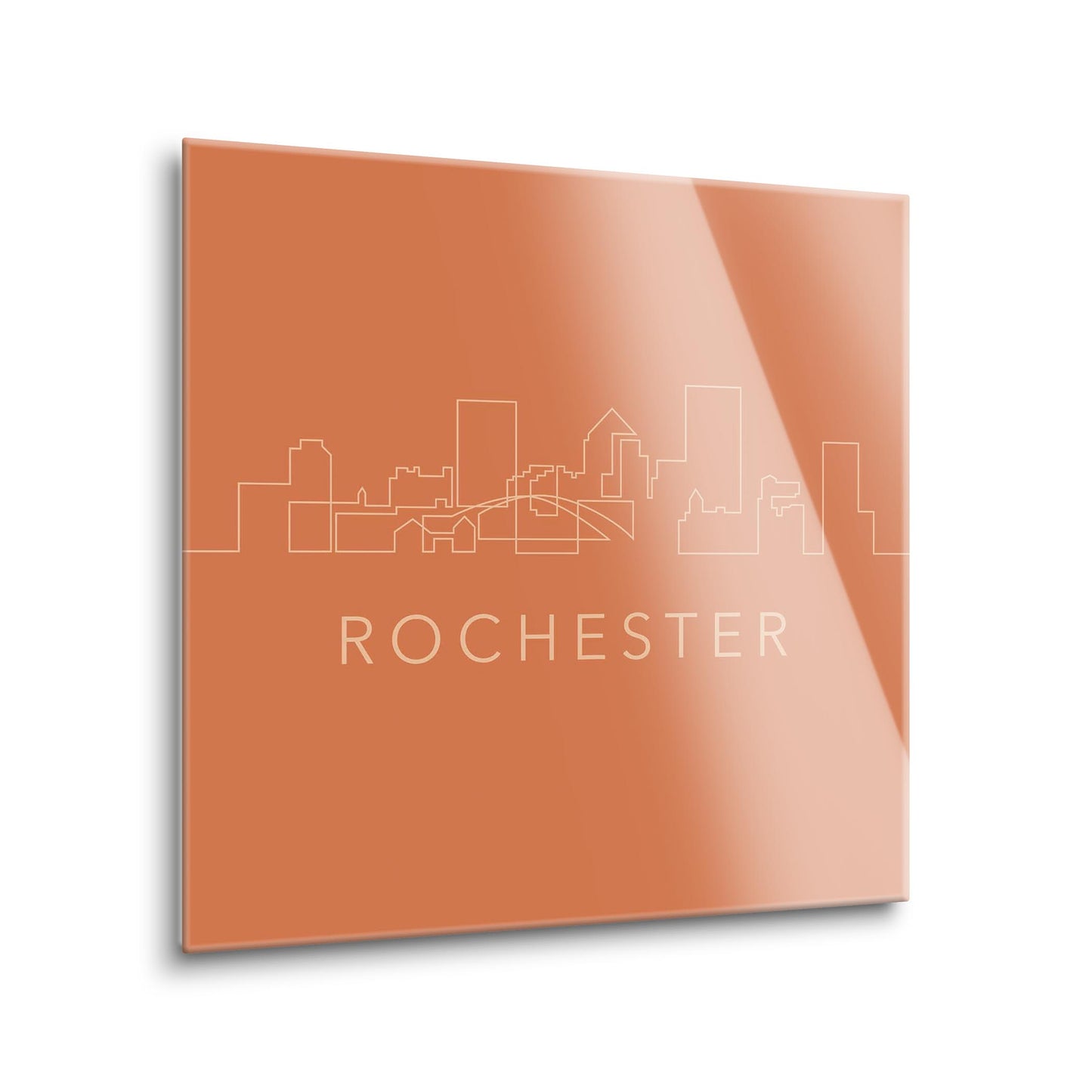 Modern Minimalistic New York Rochester Skyline | Hi-Def Glass Art | Eaches | Min 1
