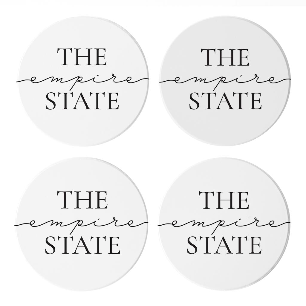 Minimalistic B&W New York Quip The Empire State | Absorbent Coasters | Set of 4 | Min 2