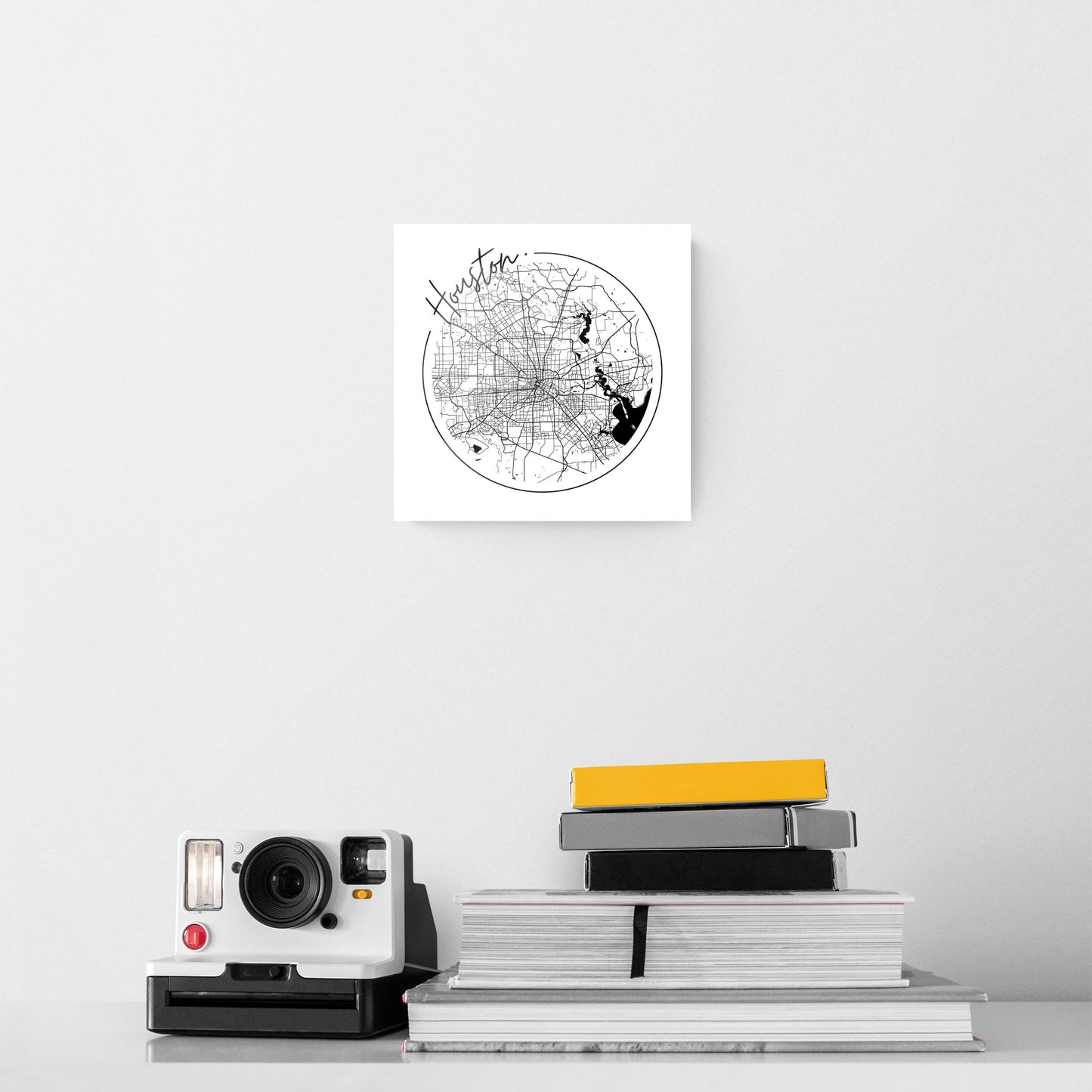 Modern Houston White Round Map | Hi-Def Glass Art | Eaches | Min 2