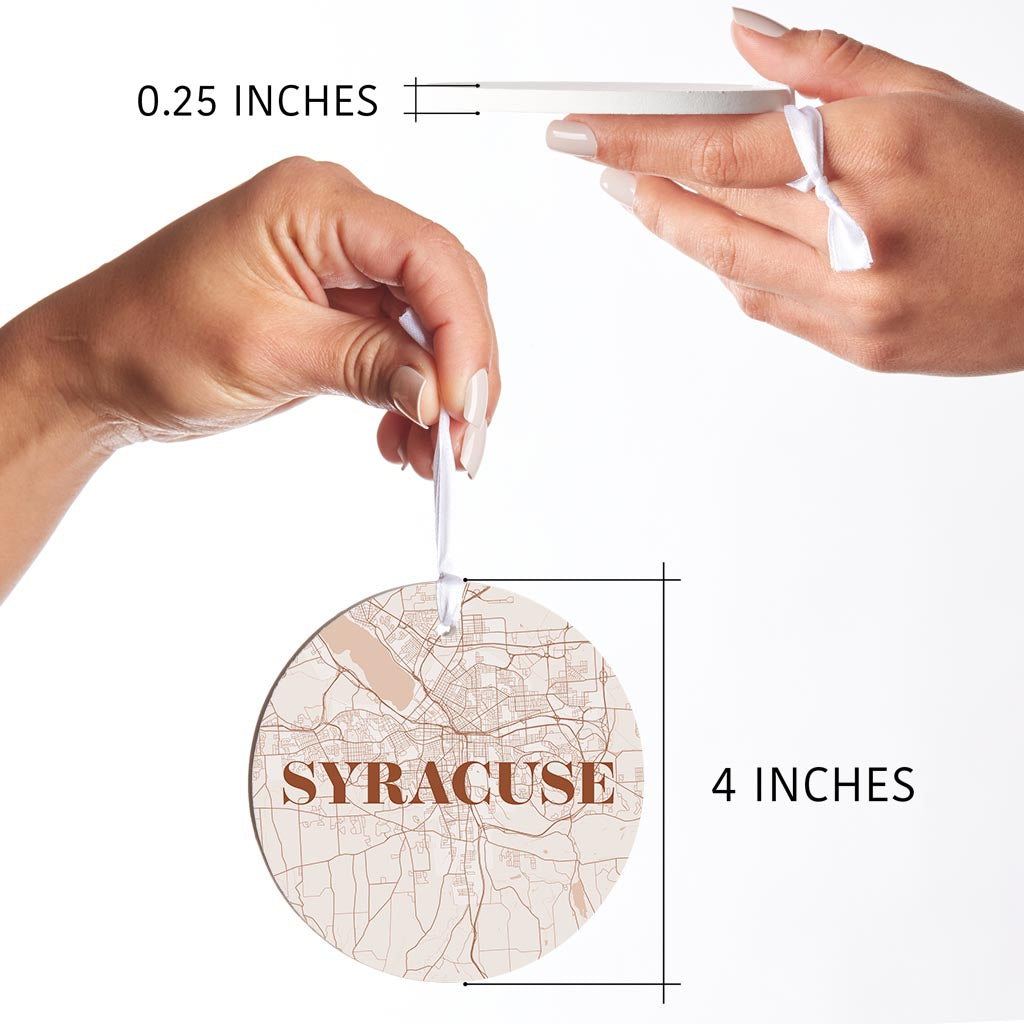 Modern Minimalist New York Syracuse Map| Wood Ornament | Eaches | Min 6