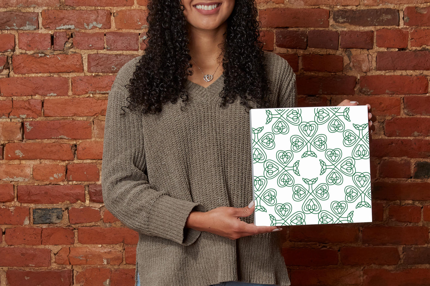 White Green Shamrock Pattern | Wood Block | Eaches | Min 2