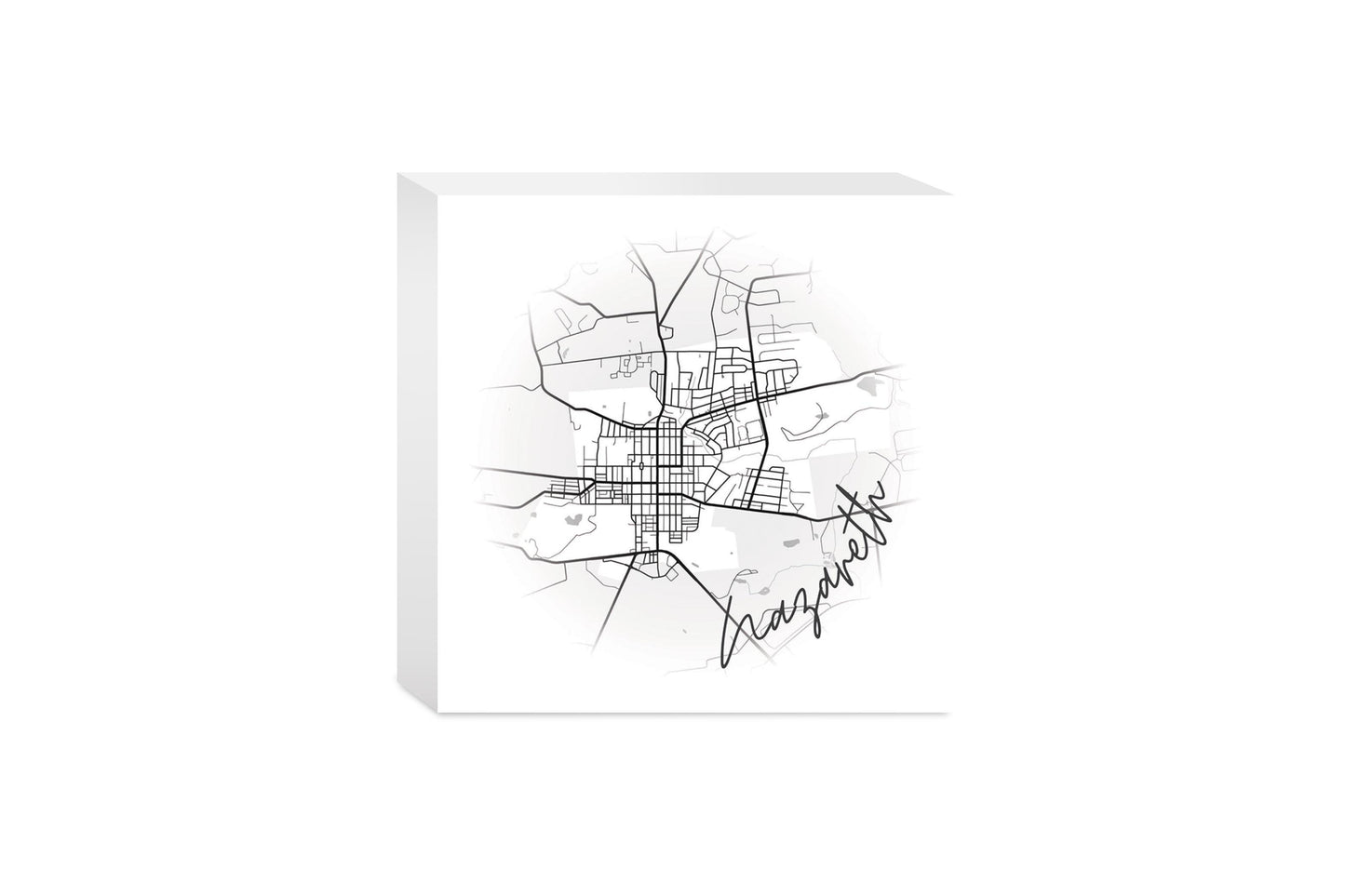 Minimalistic B&W Pennsylvania Nazareth Circle Map | Wood Block | Eaches | Min 4