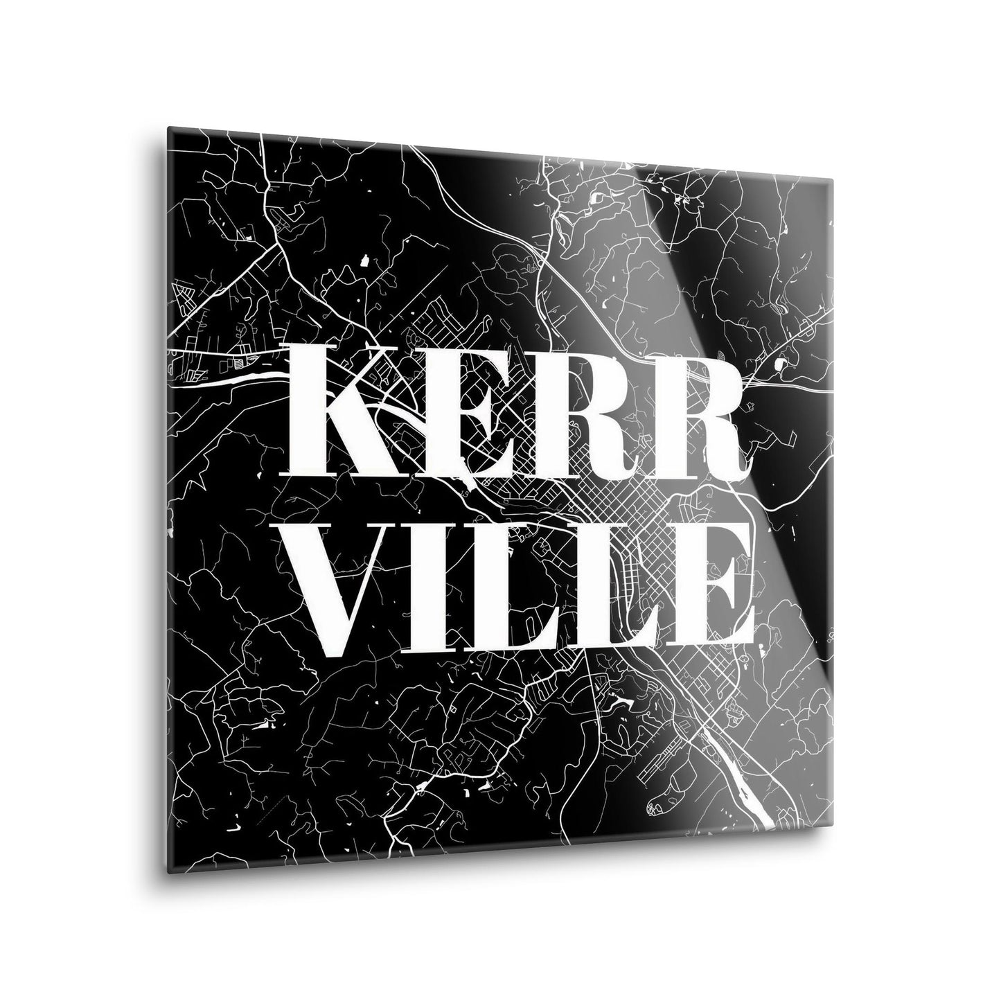 Minimalistic B&W Texas Kerrville Map | Hi-Def Glass Art | Eaches | Min 1