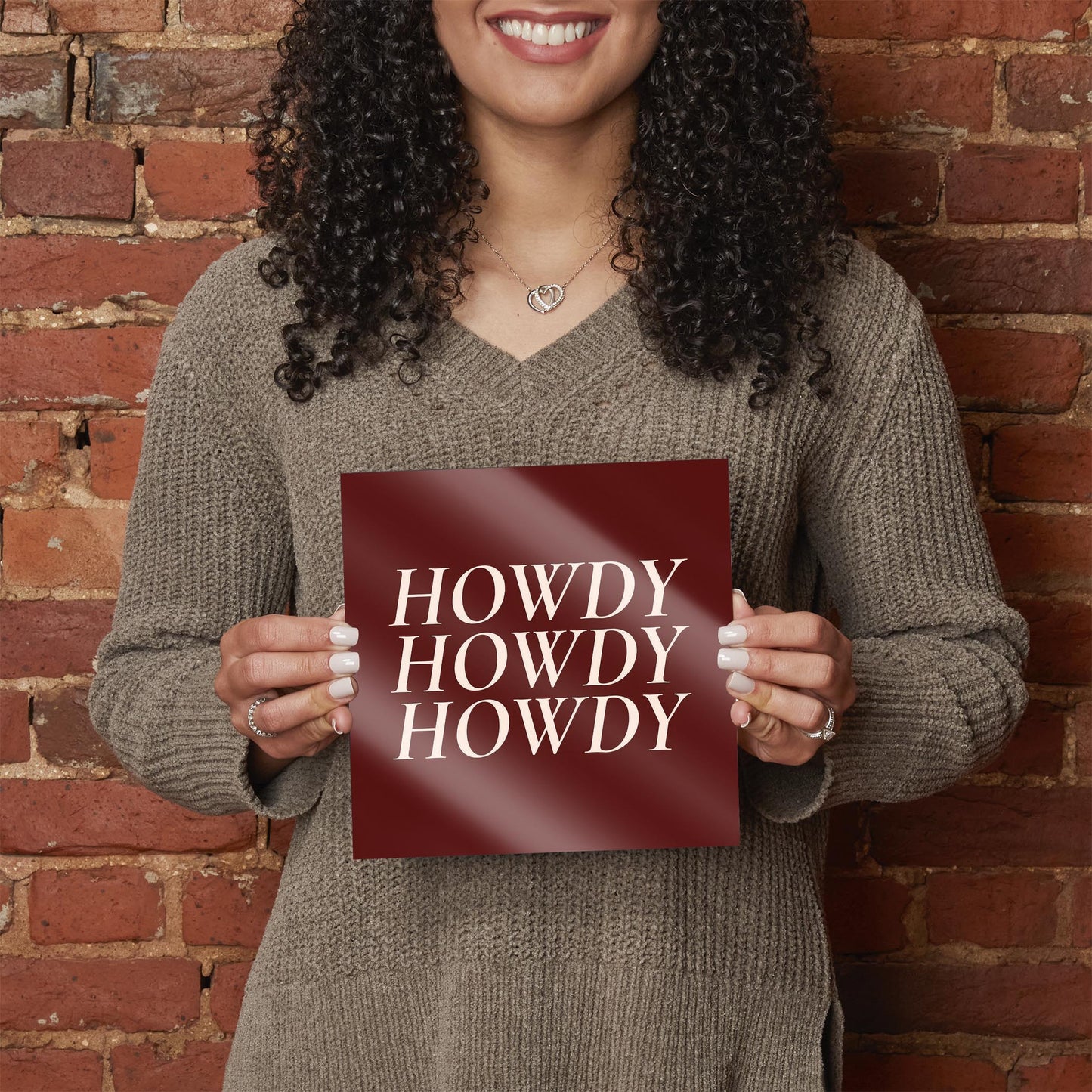 Modern Minimalist Texas Maroon Howdy| Hi-Def Glass Art | Eaches | Min 2