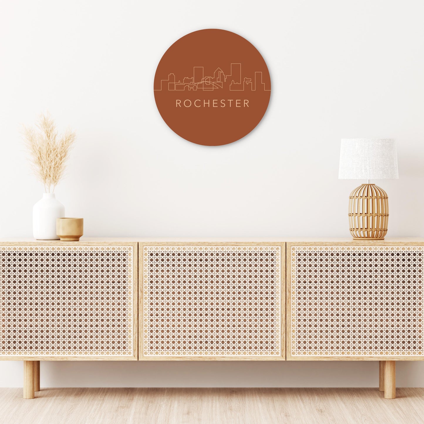 Modern Minimalist New York Rochester Skyline | Wood Sign | Eaches | Min 1