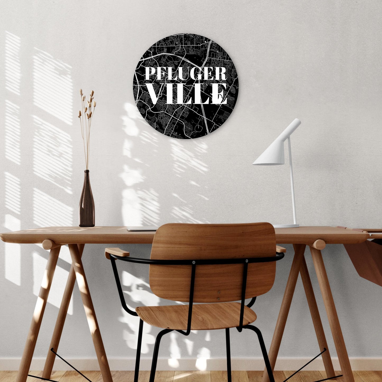 Minimalistic B&W Texas Pflugerville Map | Wood Sign | Eaches | Min 1