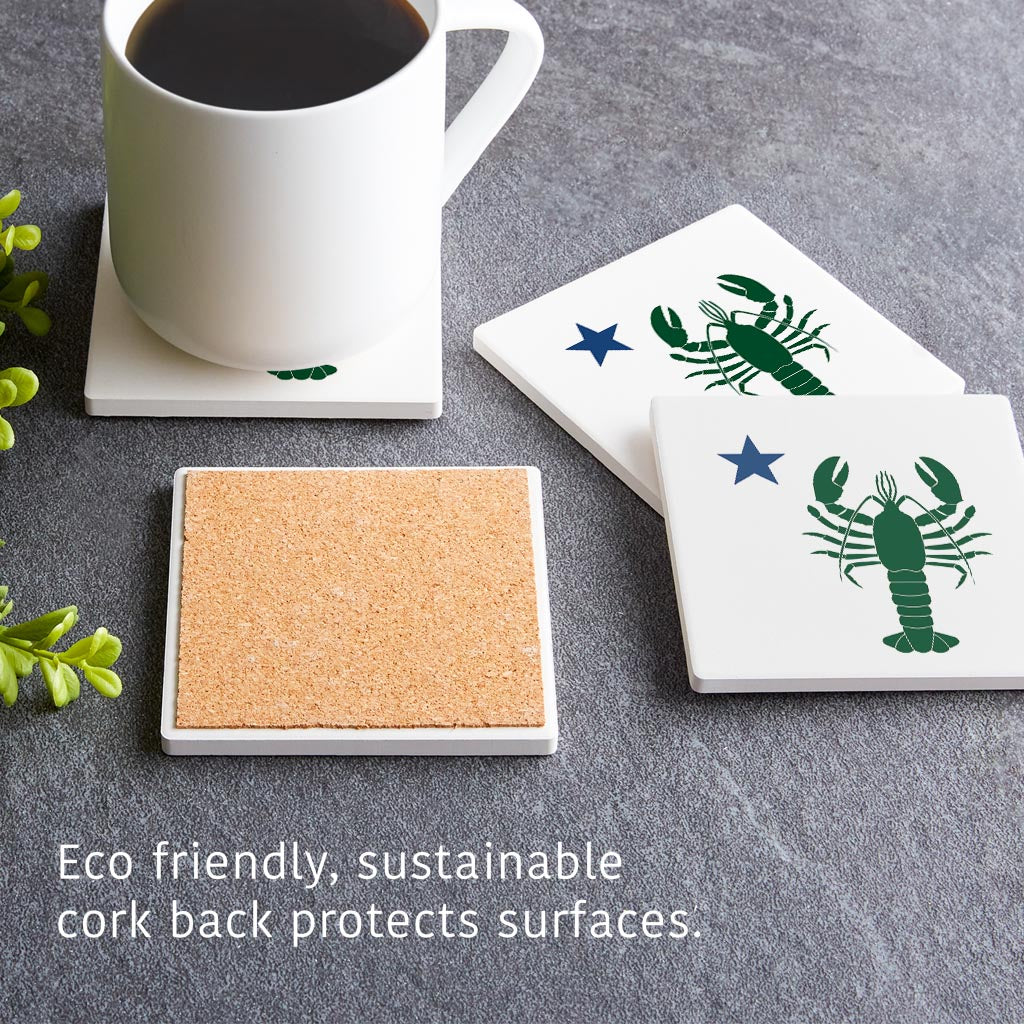 New England Star And Lobster | Absorbent Coasters | Set of 4 | Min 2
