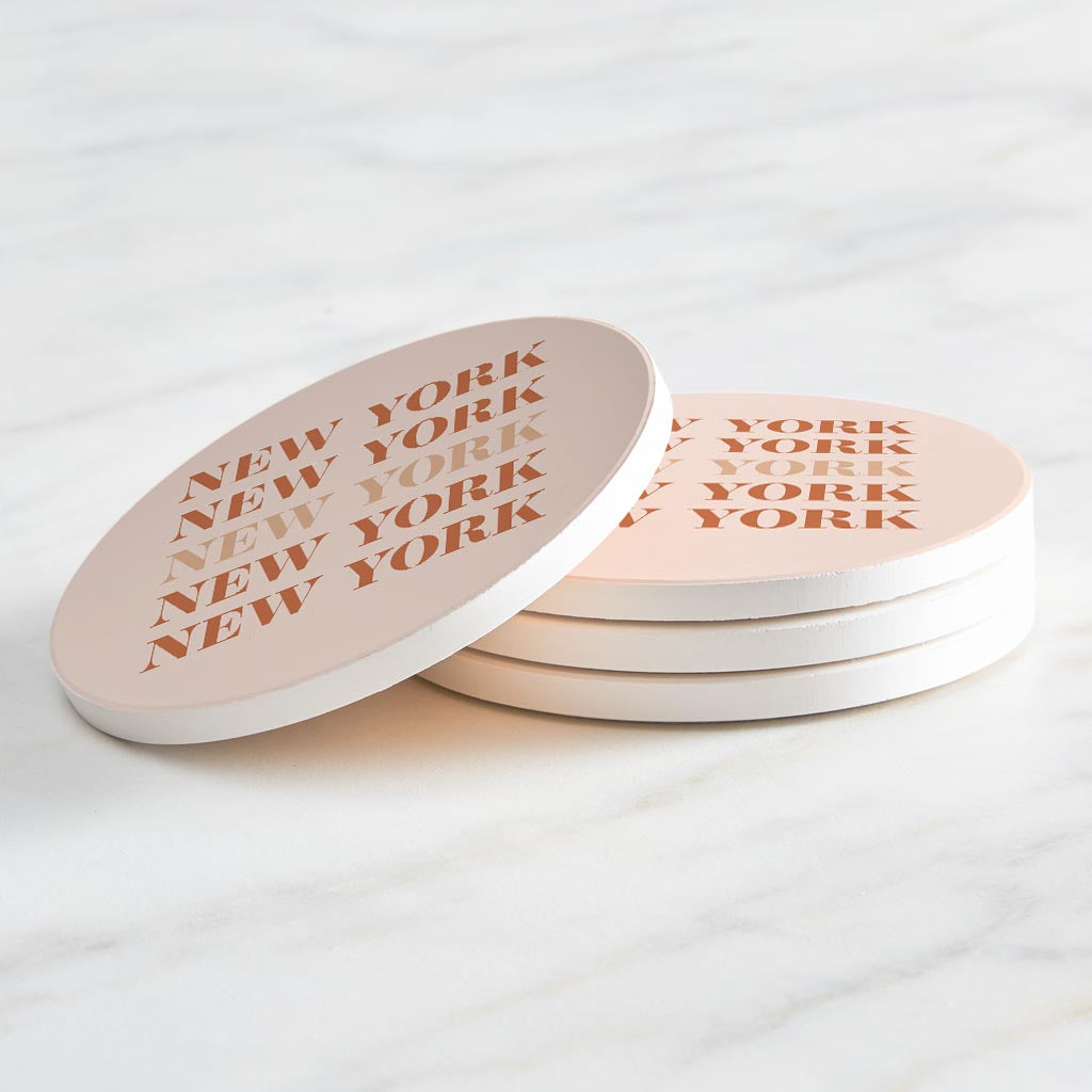 Modern Minimalist New York Repeated Light | Absorbent Coasters | Set of 4 | Min 2