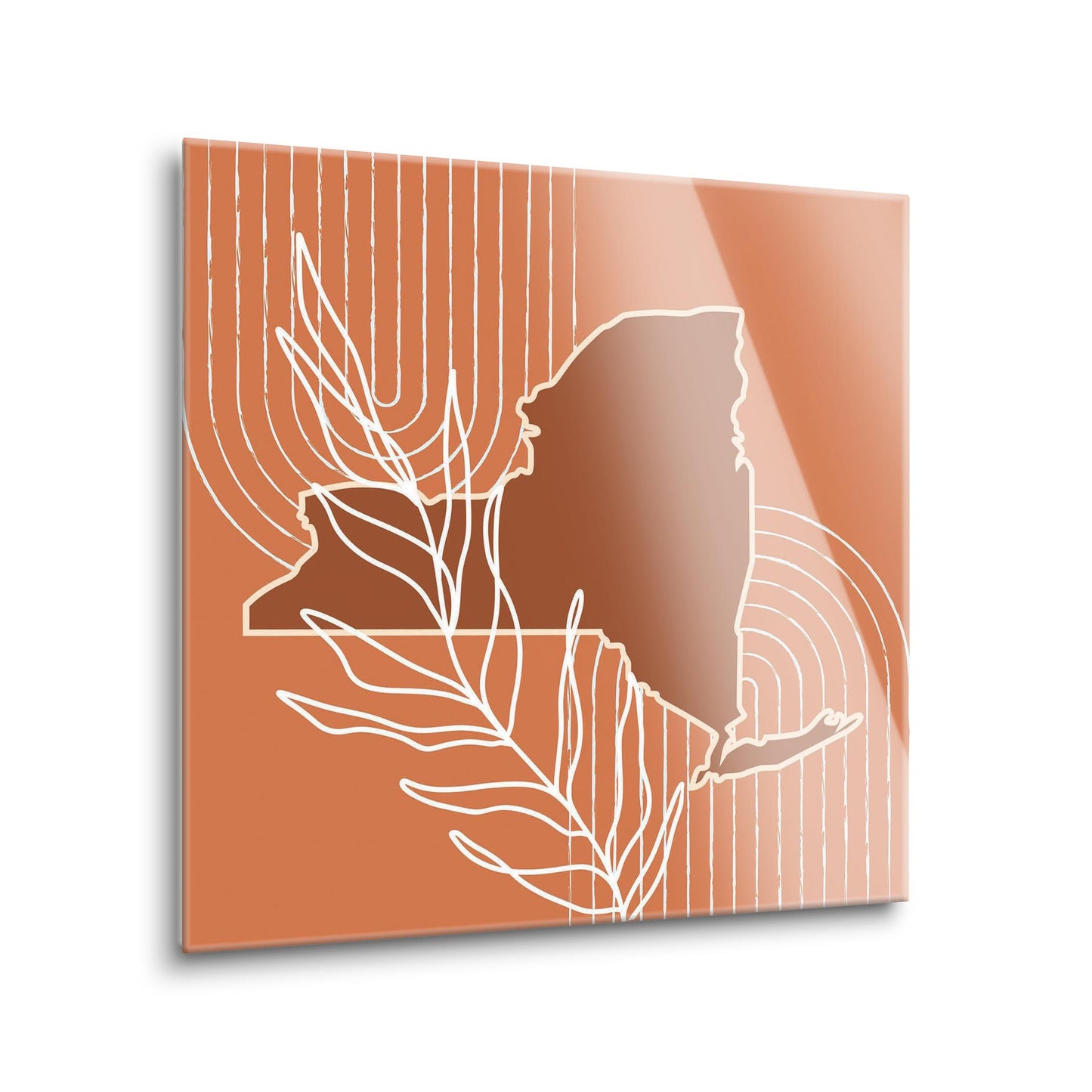 Modern Minimalist New York Shape And Leaf | Hi-Def Glass Art | Eaches | Min 1