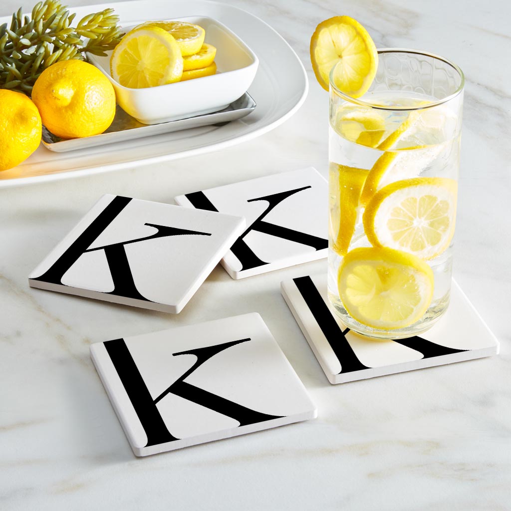 Minimal Monogram K | Absorbent Coasters | Set of 4 | Min 2