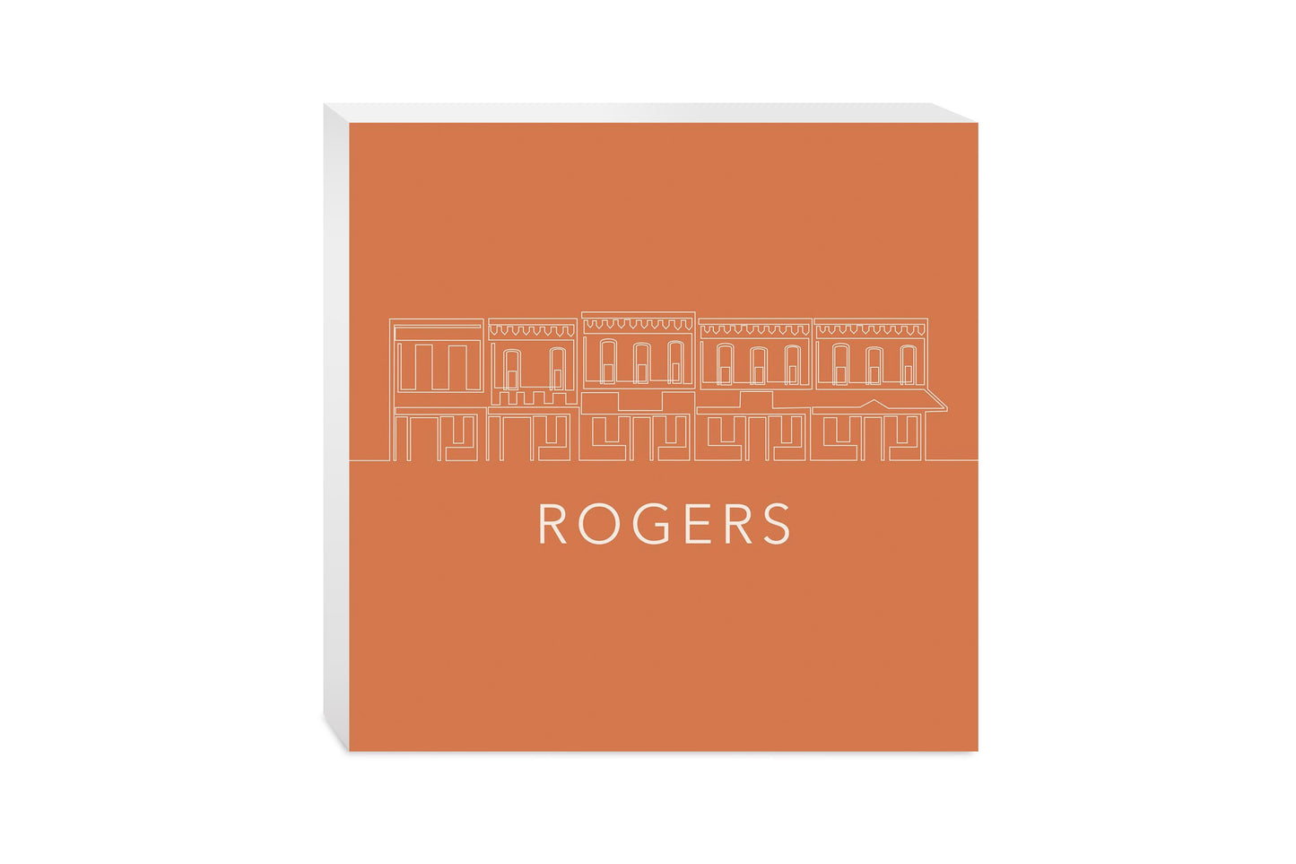 Modern Minimalist Arkansas Rogers Skyline | Wood Block | Eaches | Min 2
