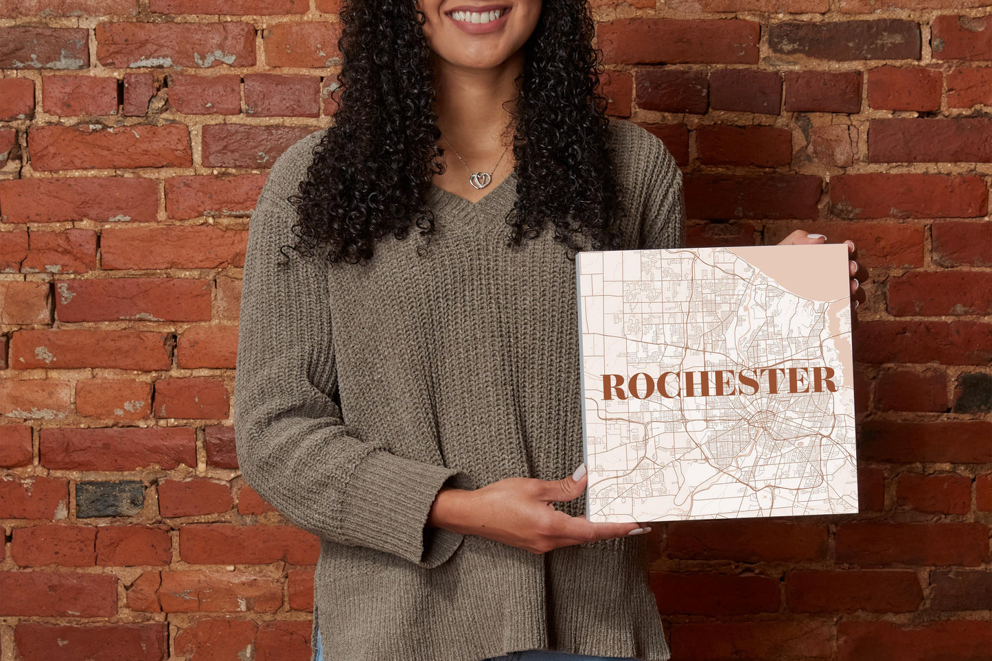Modern Minimalist New York Rochester Map | Wood Block | Eaches | Min 2