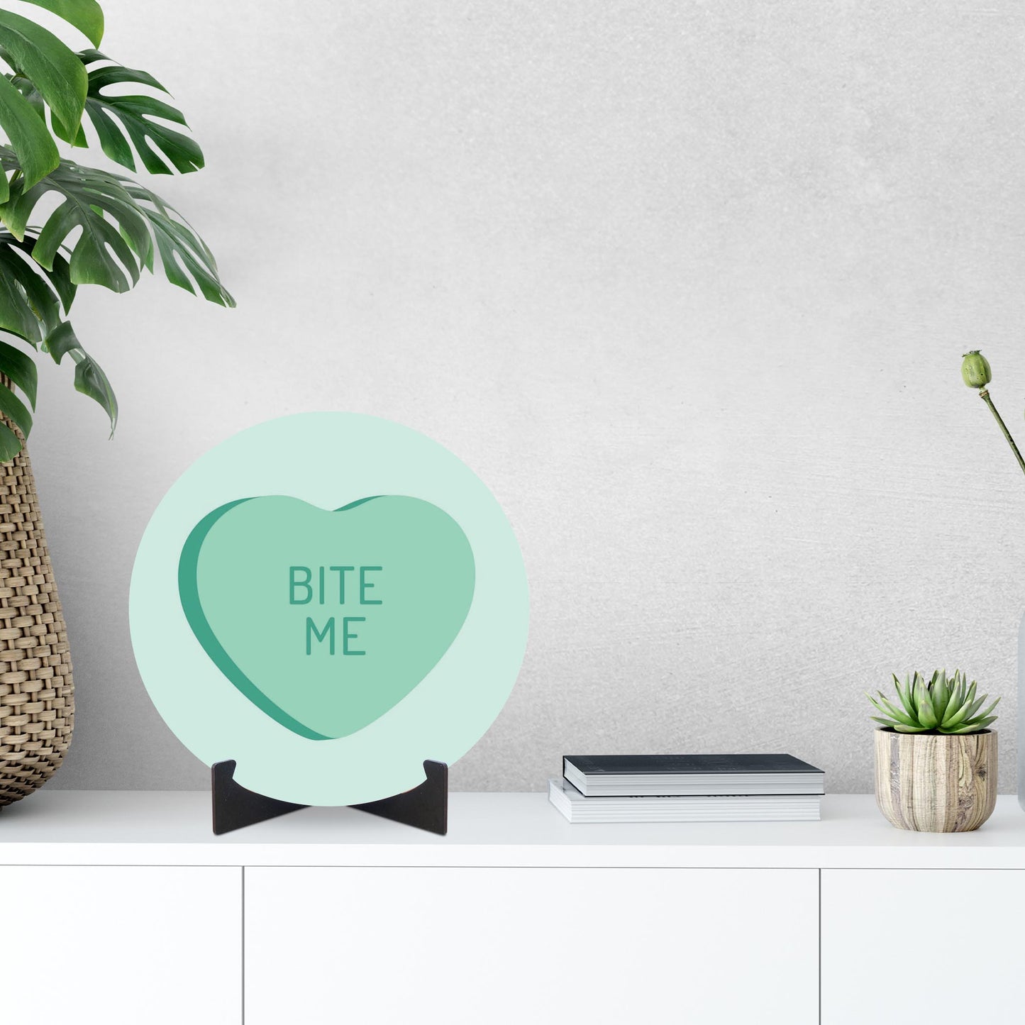 Funny Message Hearts Bite Me | Wood Sign | Eaches | Min 1