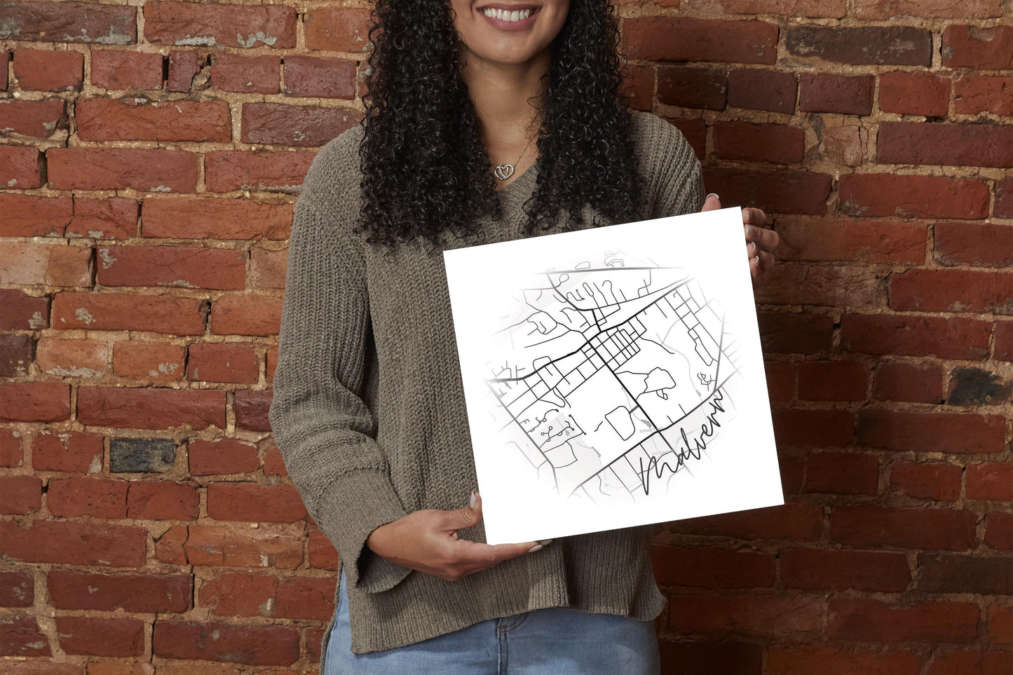 Minimalistic B&W Pennsylvania Malvern Circle Map | Wood Sign | Eaches | Min 2