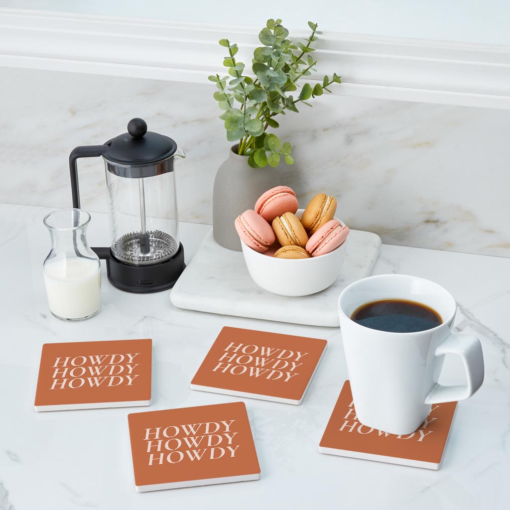 Modern Minimalist Texas Howdy | Absorbent Coasters | Set of 4 | Min 2