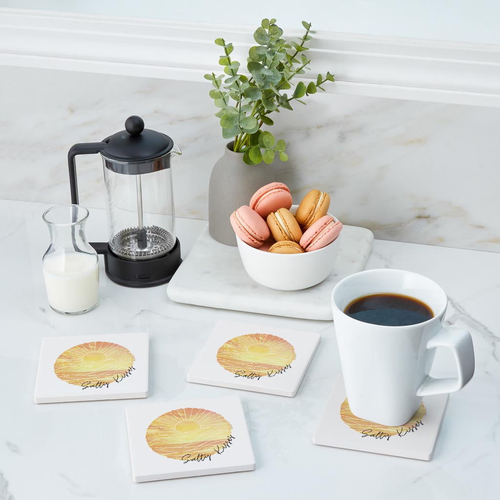 Salty Kisses Orange Art | Absorbent Coasters | Set of 4 | Min 2