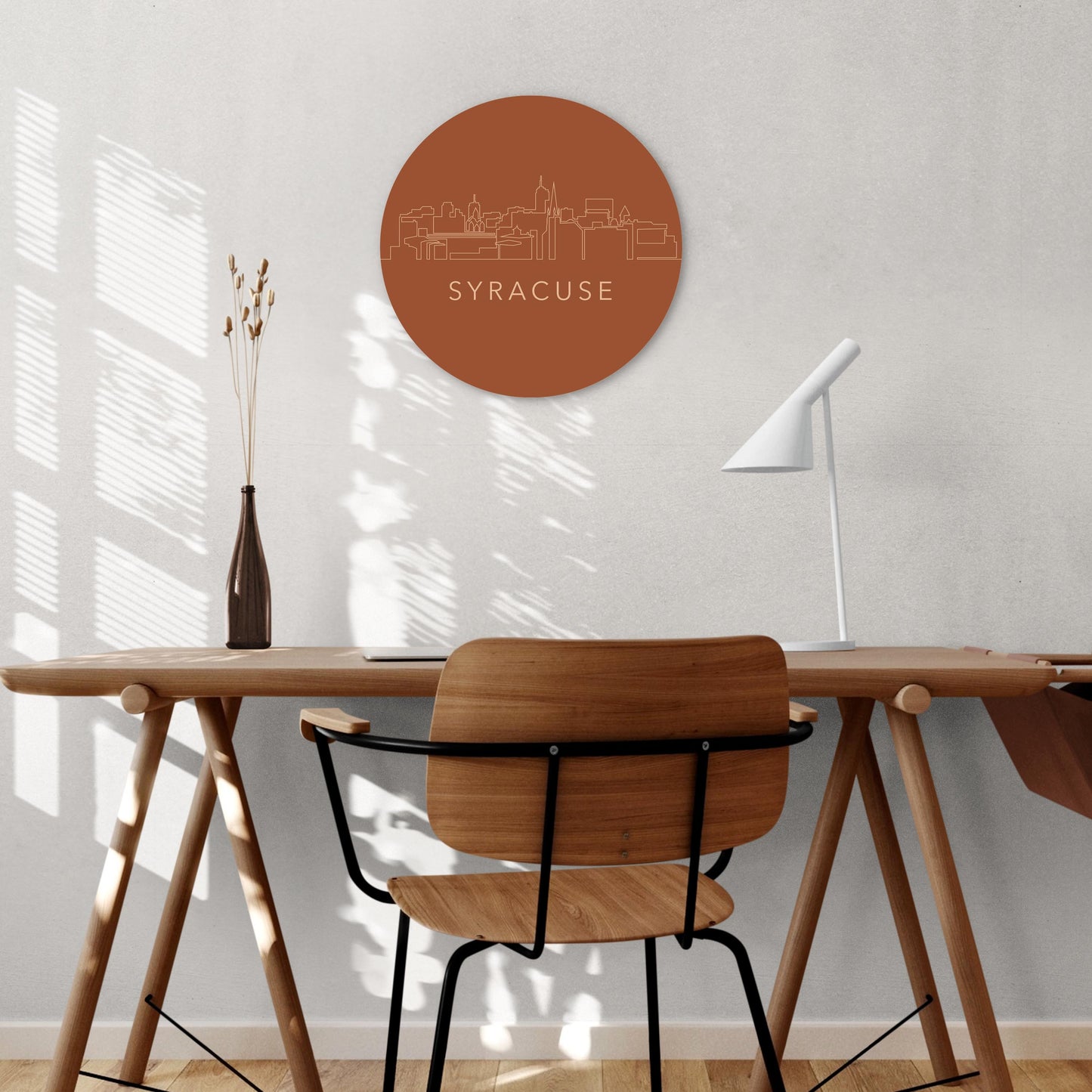 Modern Minimalist New York Syracuse Skyline | Wood Sign | Eaches | Min 1