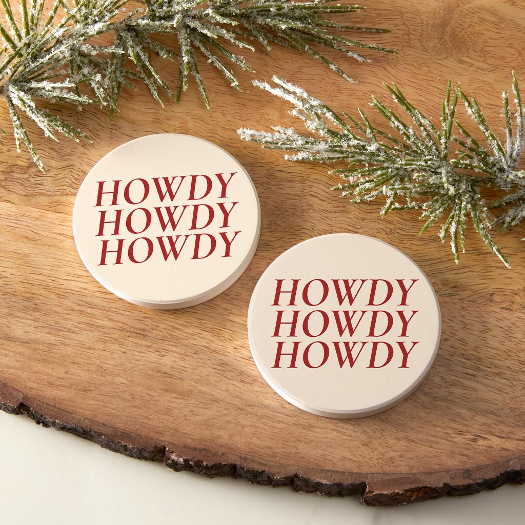 Modern Minimalist Texas Howdy | Absorbent Car Coasters | Set of 2 | Min 4