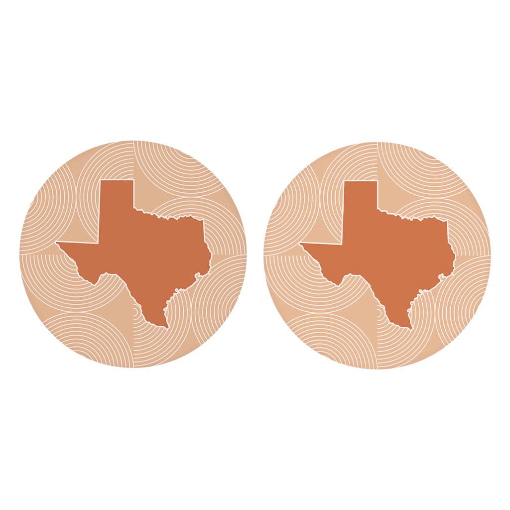 Modern Minimalist Texas State Shape With Pattern| Absorbent Car Coasters | Set of 2 | Min 4