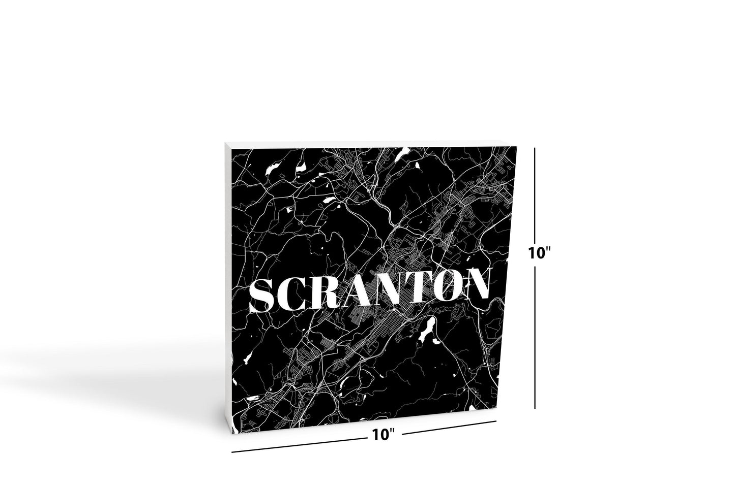 Minimalistic B&W Pennsylvania Scranton Map | Wood Block | Eaches | Min 2