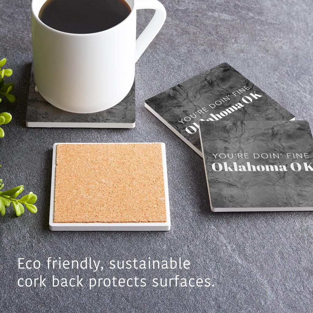 Modern Oklahoma Ok Saying | Absorbent Coasters | Set of 4 | Min 2