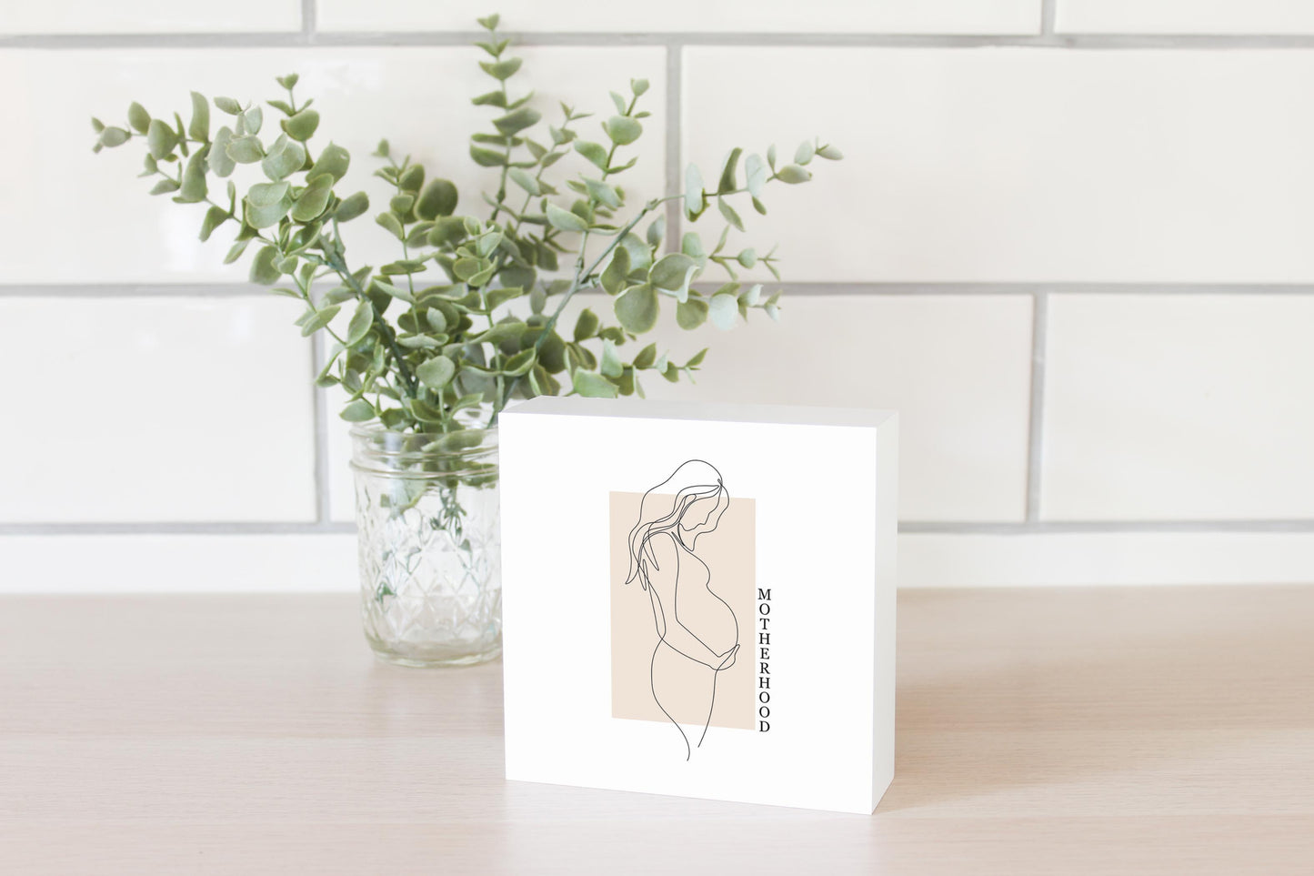 Modern Minimalist Mothers Day Pregnancy | Wood Block | Eaches | Min 4
