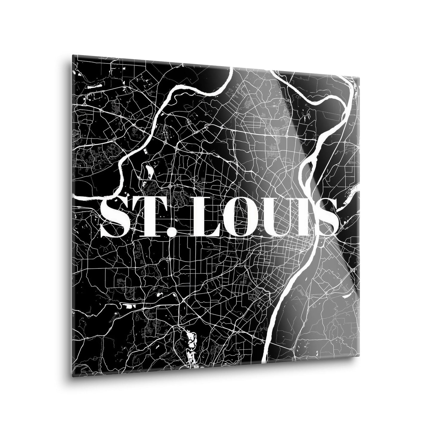Minimalist B&W Missouri St Louis Map | Hi-Def Glass Art | Eaches | Min 1