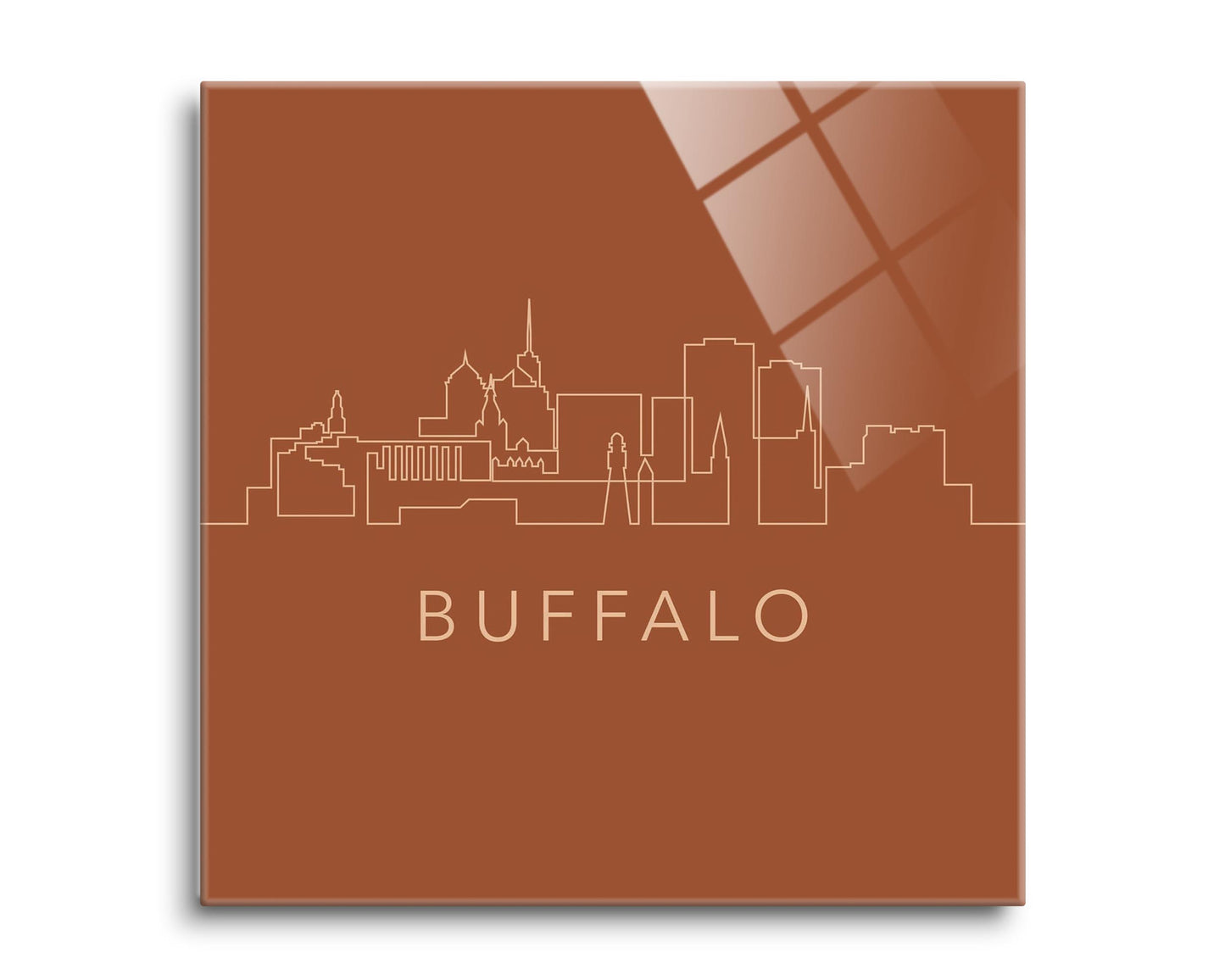 Modern Minimalist New York Buffalo Skyline | Hi-Def Glass Art | Eaches | Min 2